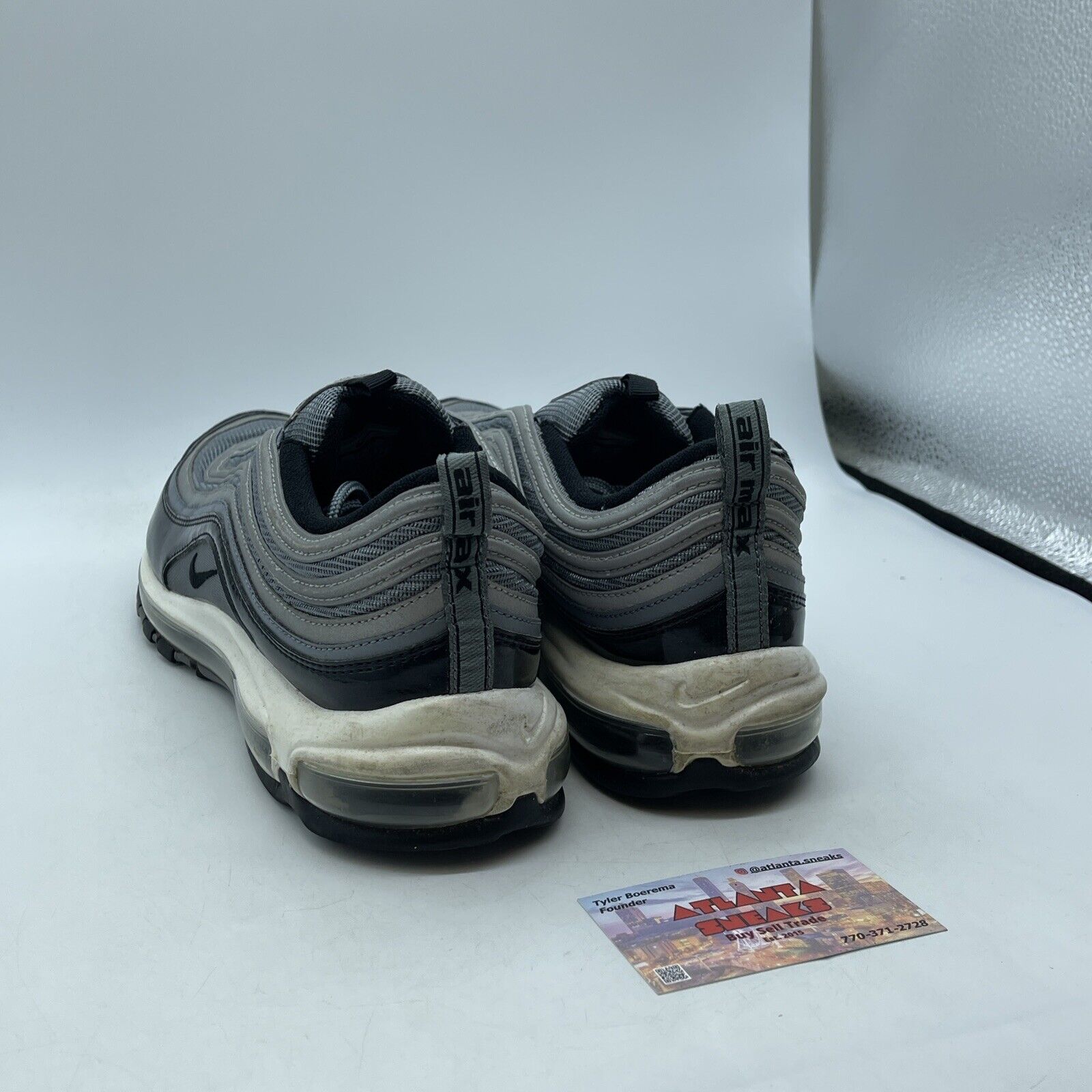 Size 12 - Nike Air Max 97 Patent Leather Grey Black White Suede (921826-010)