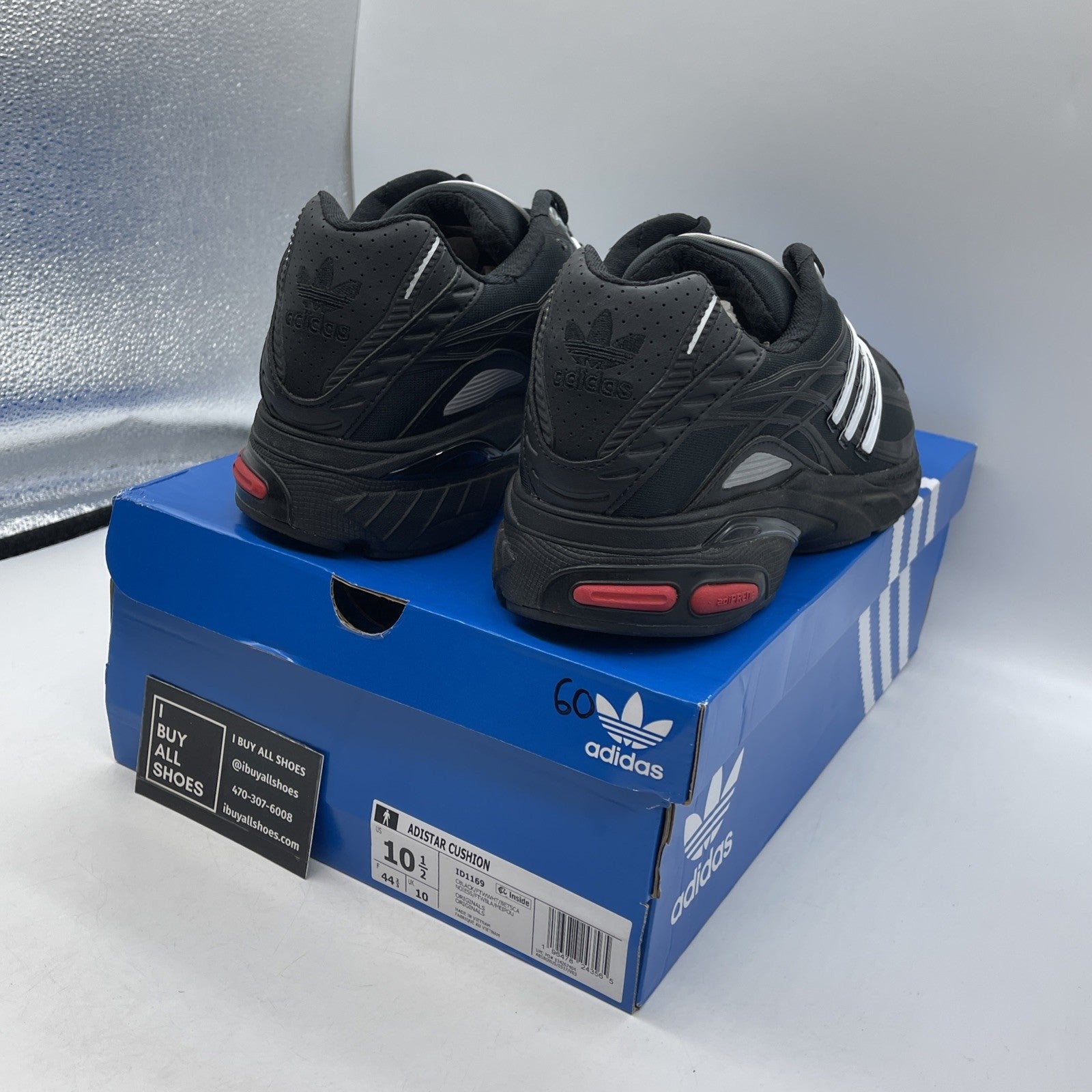 Size 10.5 - adidas Adistar Cushion Lace Up  Mens Black (ID1169)