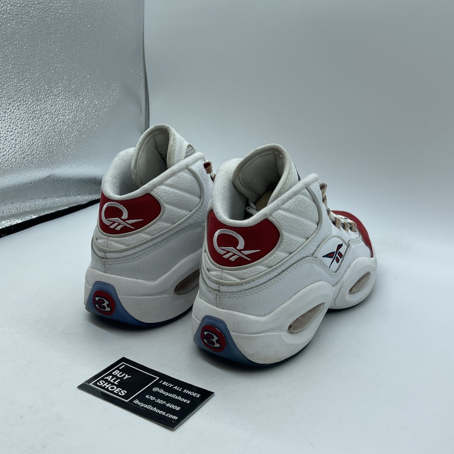 Size 9 - Reebok Question OG 2020 Mid Red Toe White Suede Leather (FY1018)