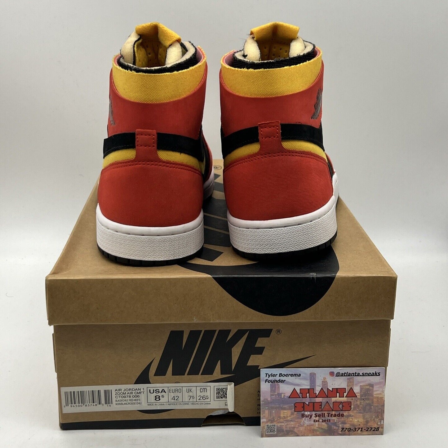 Size 8.5 - Air Jordan 1 Zoom Comfort Chile Red Black Red Yellow White Leather