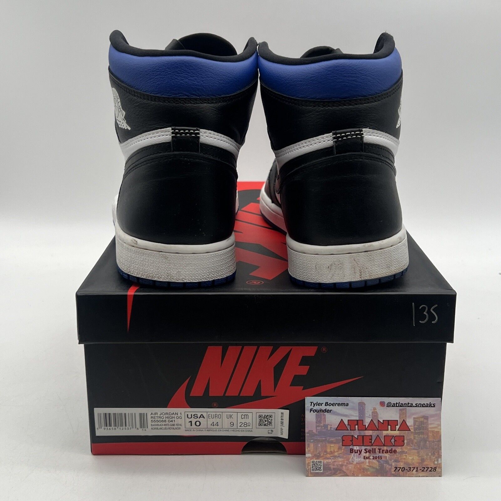 Size 10 - Jordan 1 Retro OG High Royal Toe Black White Leather Blue  555088-041