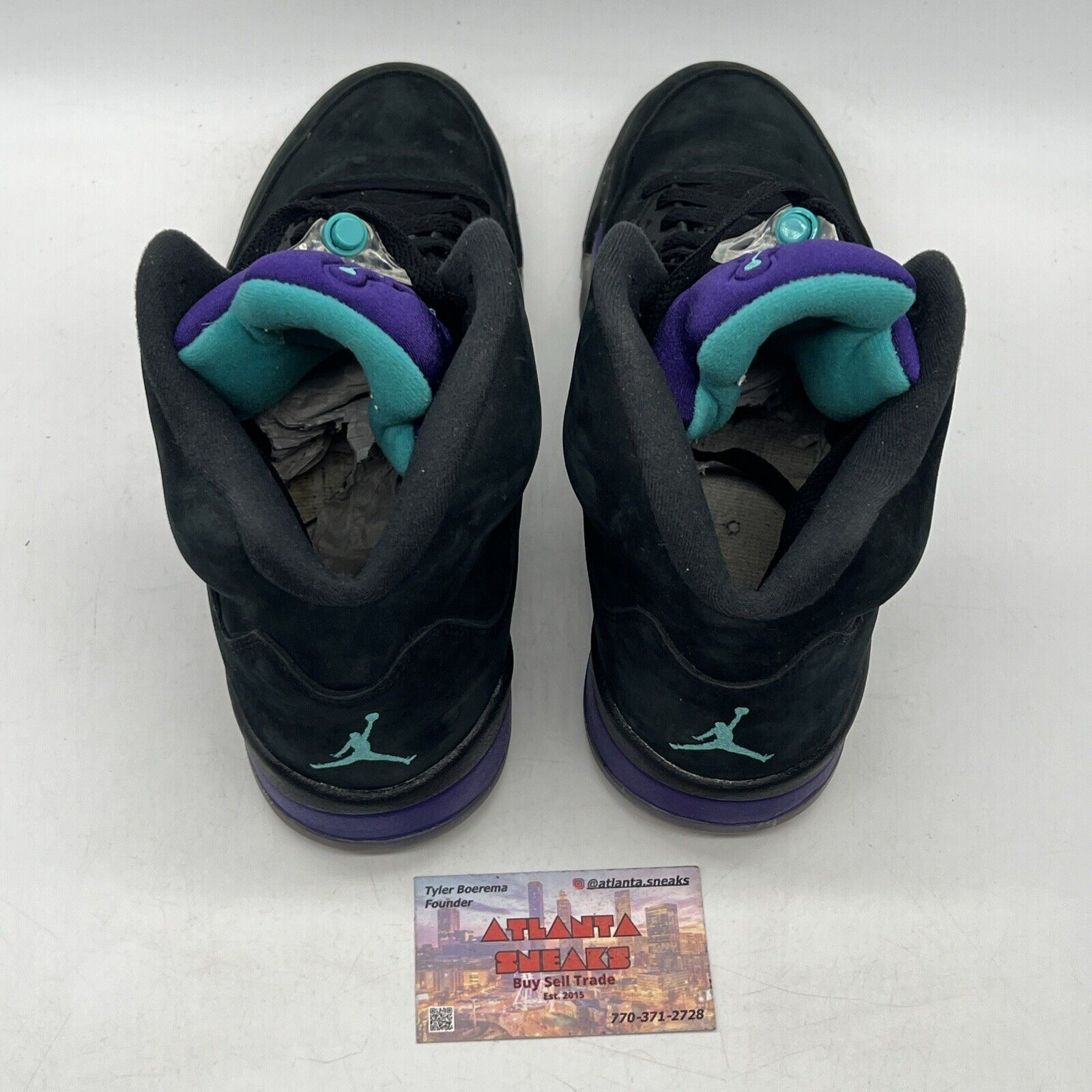 Size 10.5 - Air Jordan 5 Retro Black Grape Aqua Suede (136027-007)