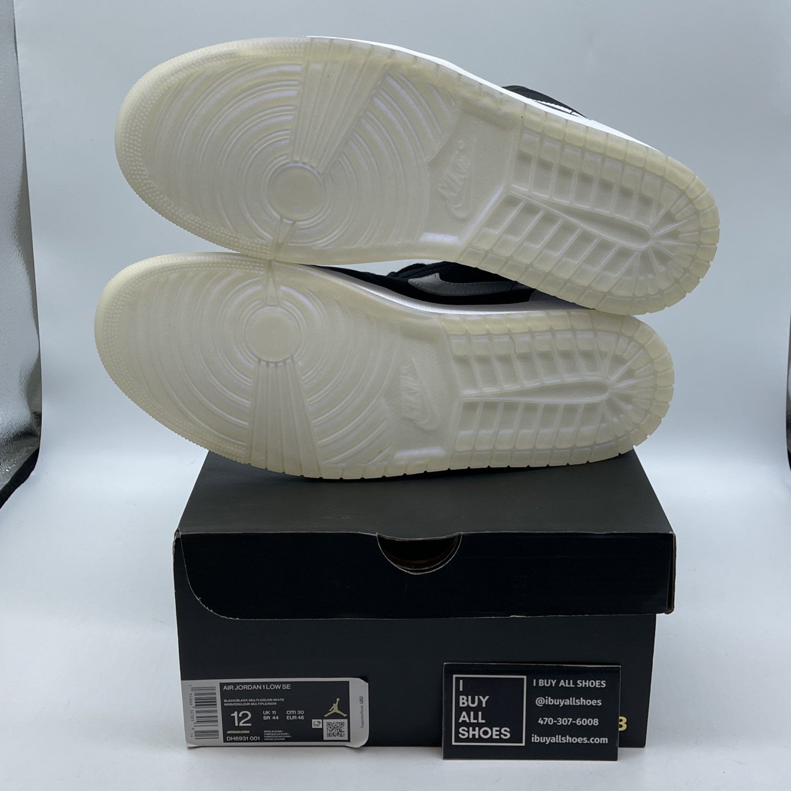 Size 12 - Jordan 1 Low SE Diamond Black White Suede Leather (DH6931-001)