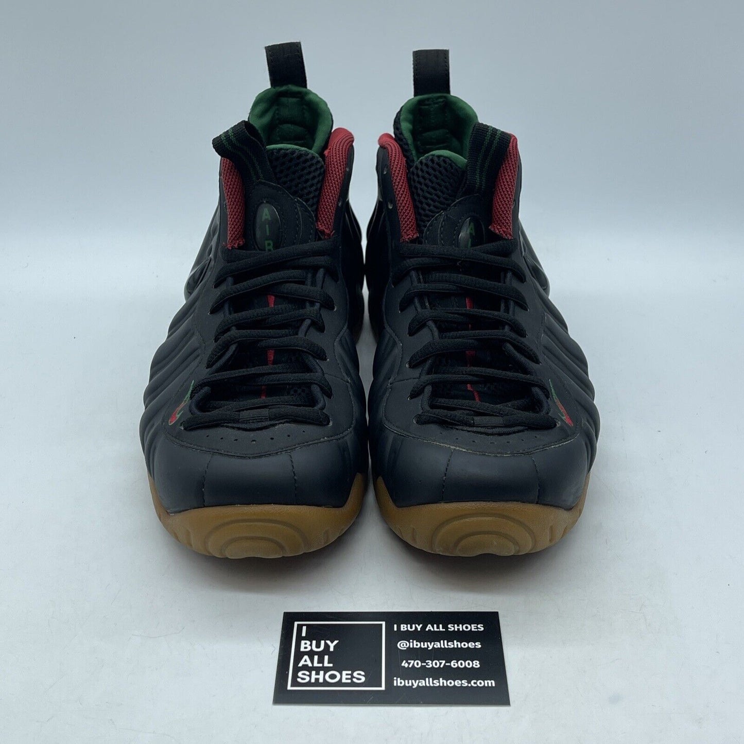 Size 9.5 - Nike Foamposite Pro Gucci Black Red Green Leather (624041-004)