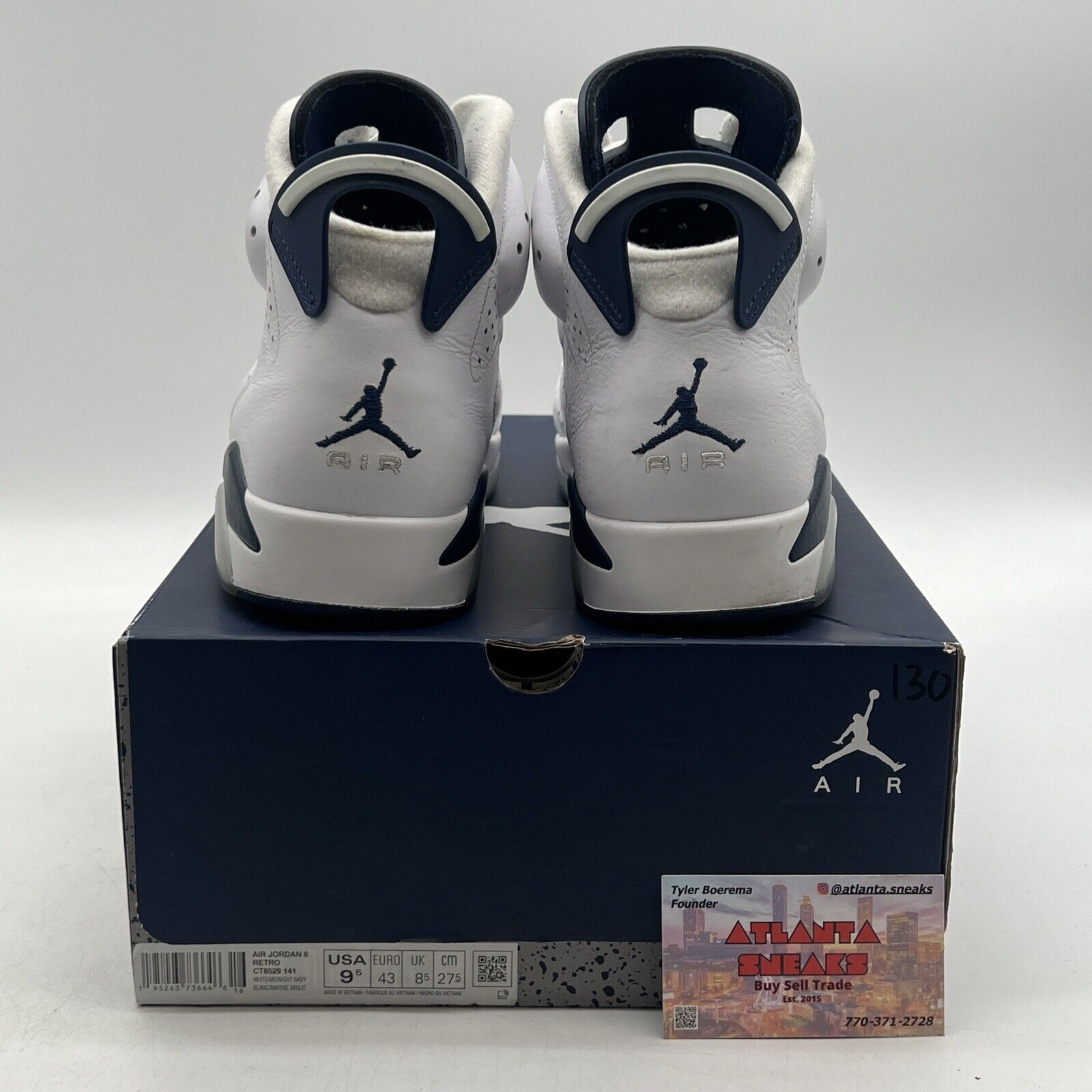 Size 9.5 - Jordan 6 Retro Midnight Navy White Leather (CT8529-141)