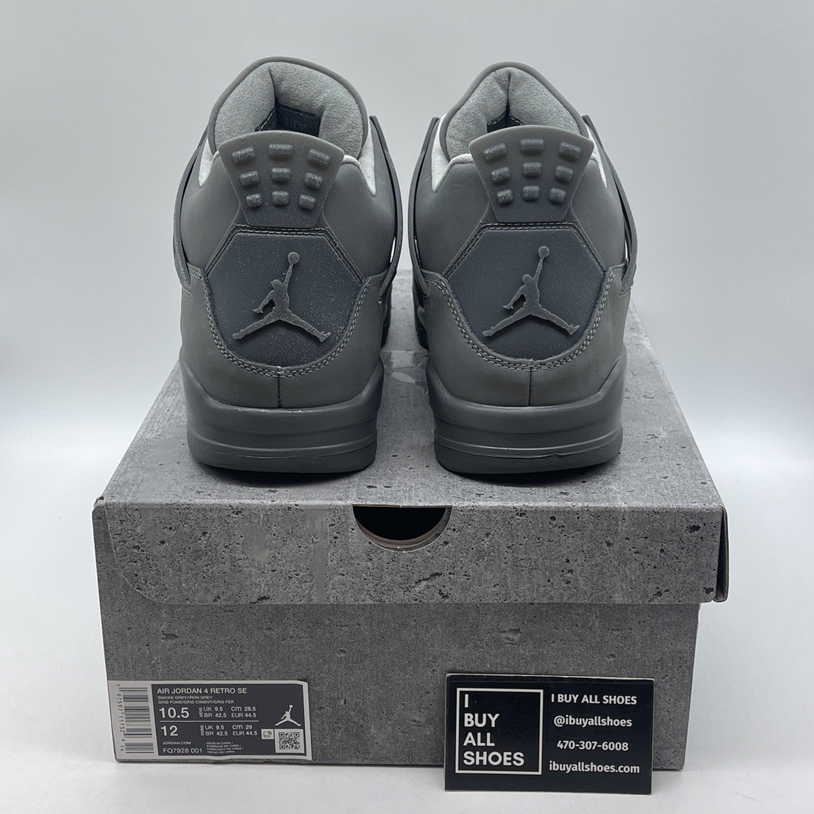 Size 10.5 - Air Jordan 4 Retro SE Wet Cement Grey Suede (FQ7928-001)