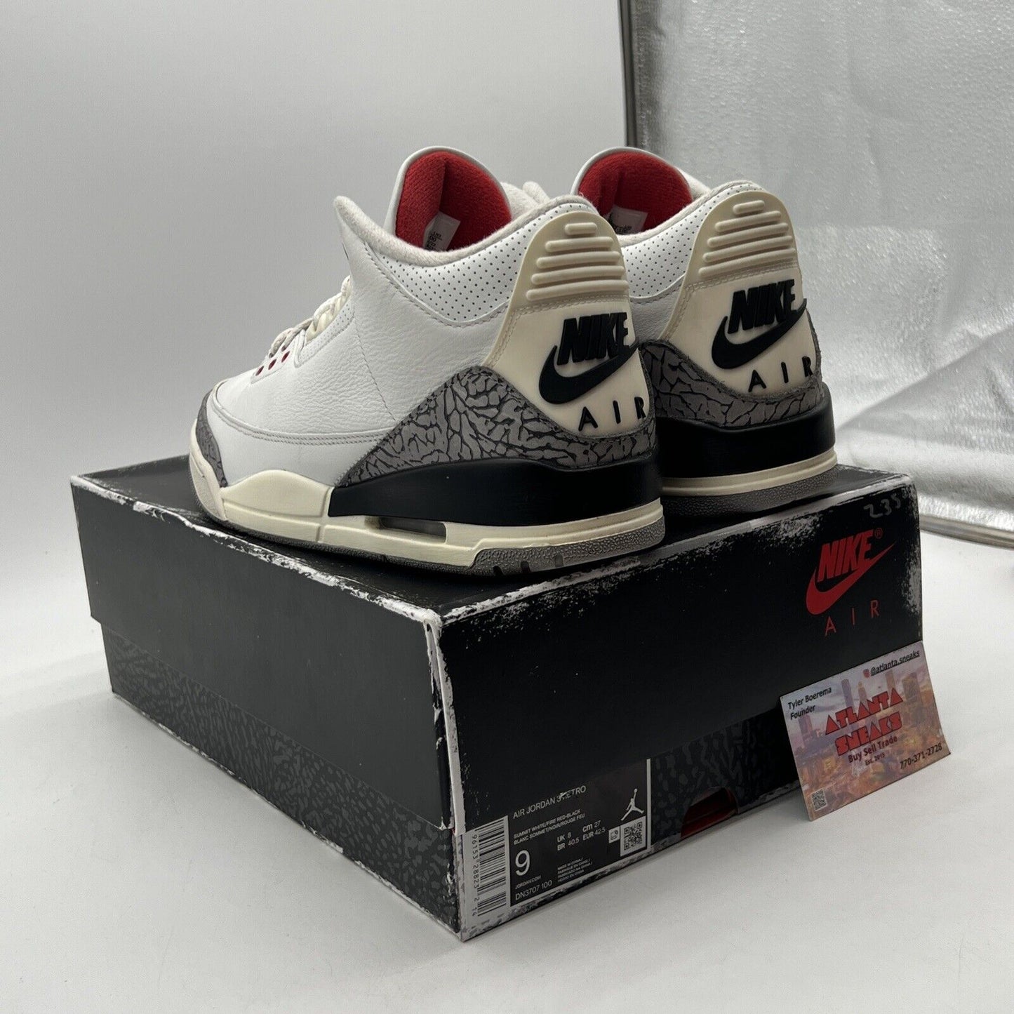 Size 9 - Jordan 3 Retro Mid White Cement Reimagined Grey Leather (DN3707-100)