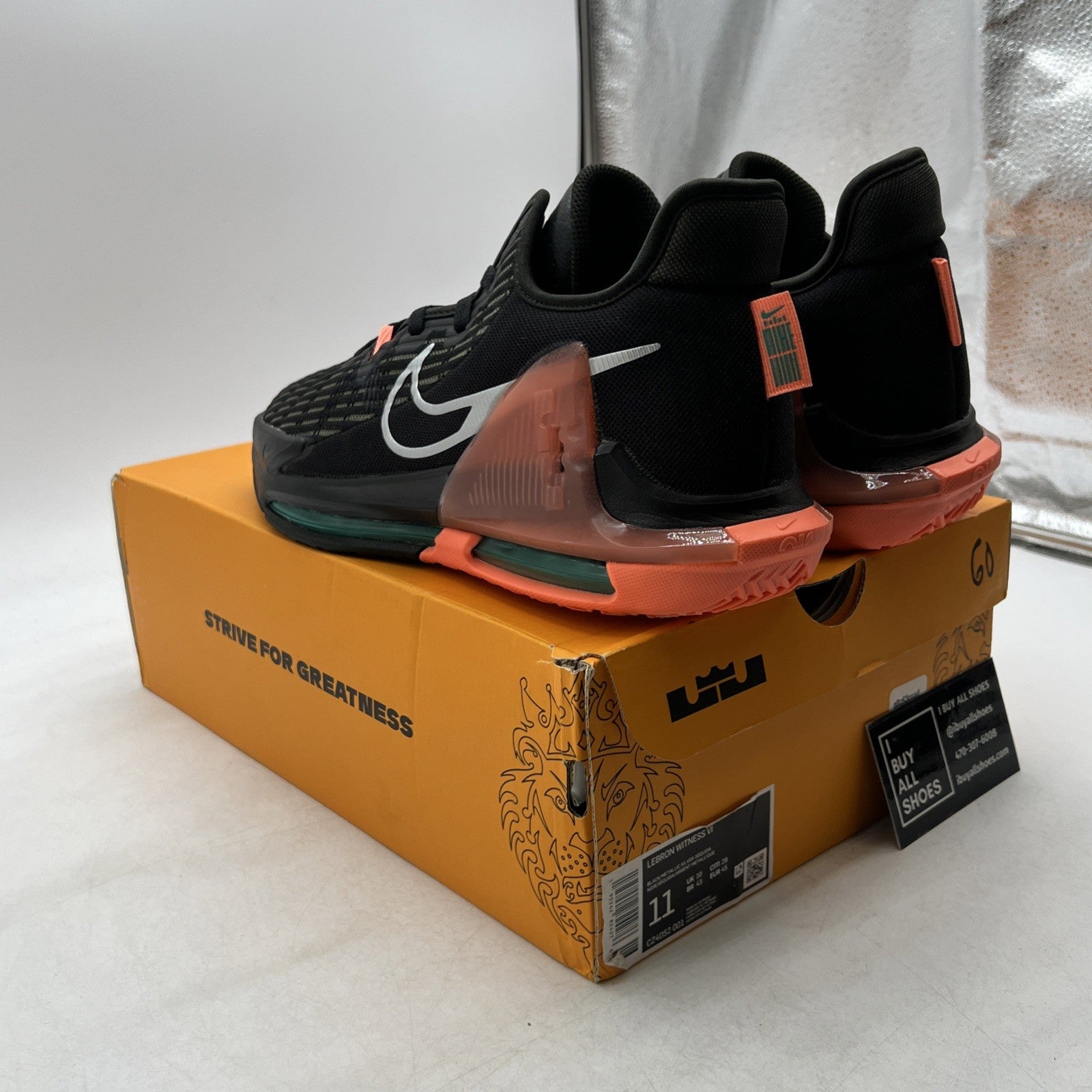 Size 11 - Nike LeBron Witness 6 Black Sequoia Crimson Pulse (CZ4052-001)
