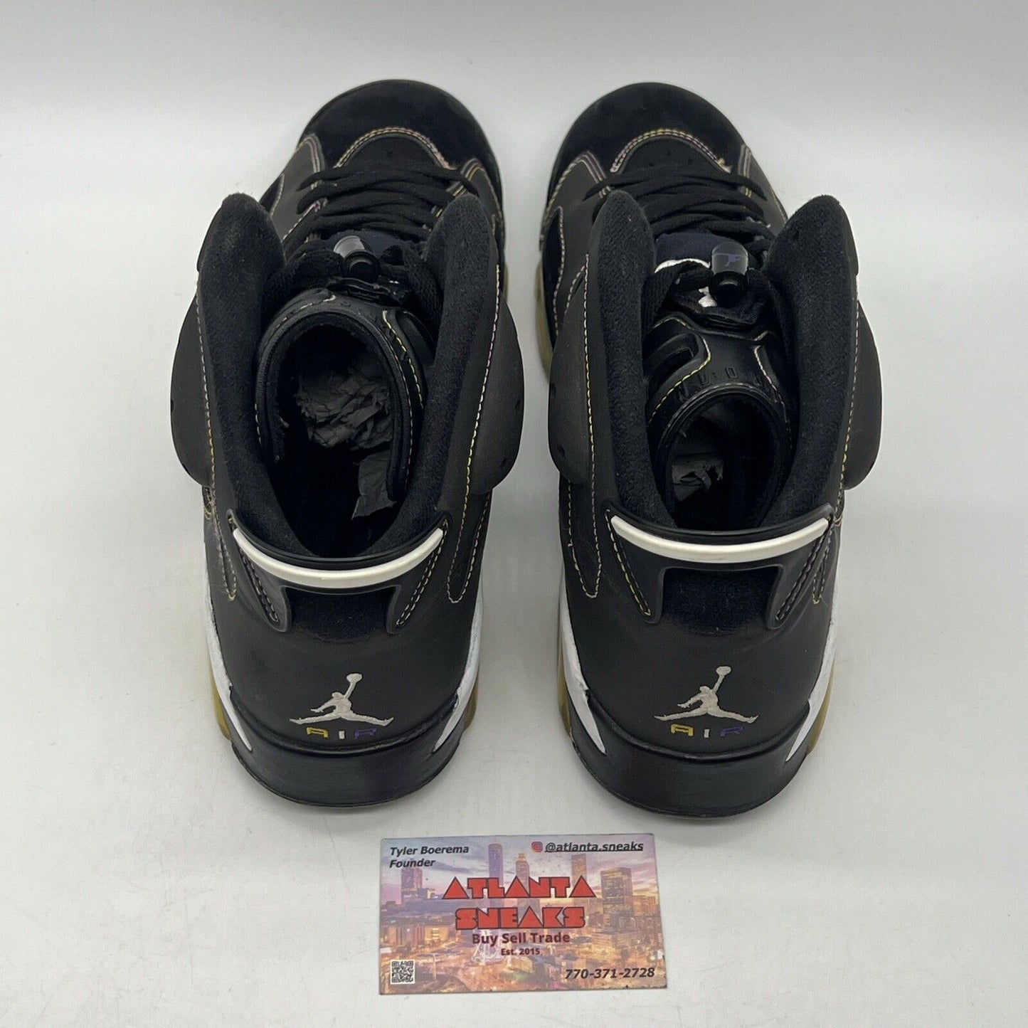 Size 10.5 - Air Jordan 6 Retro Lakers Black Leather Suede White Yellow Purple