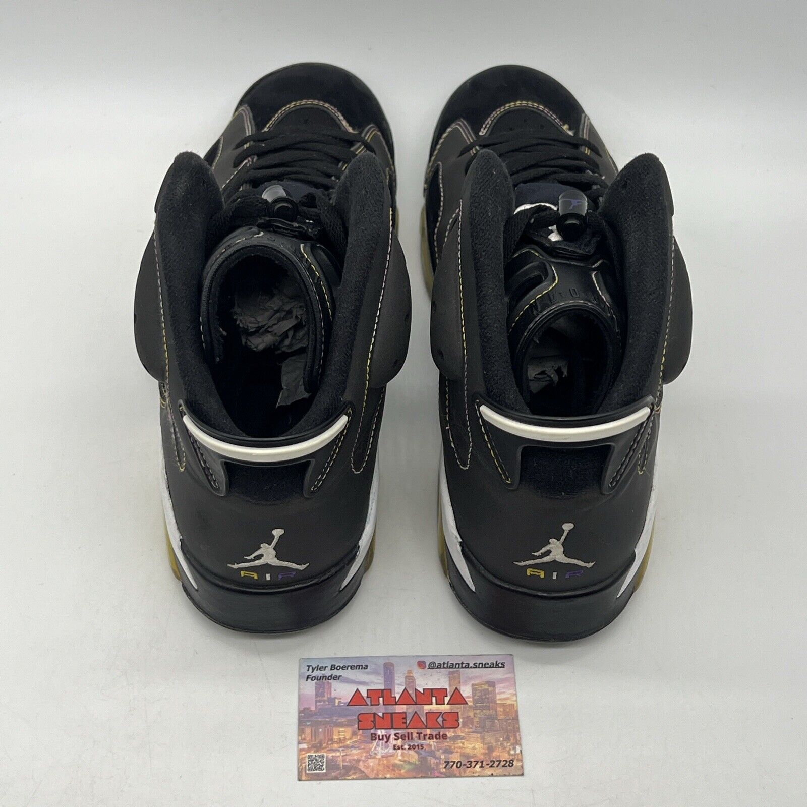 Size 10.5 - Air Jordan 6 Retro Lakers Black Leather Suede White Yellow Purple