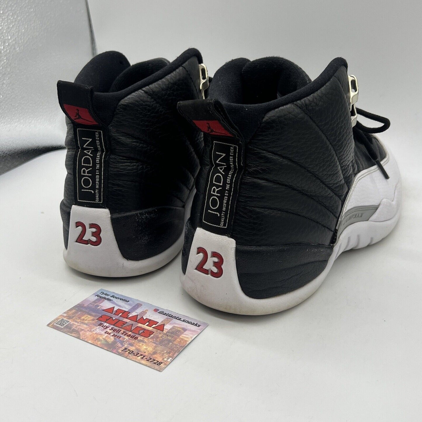 Size 9 - Jordan 12 Retro Mid Playoff Black White Red Leather