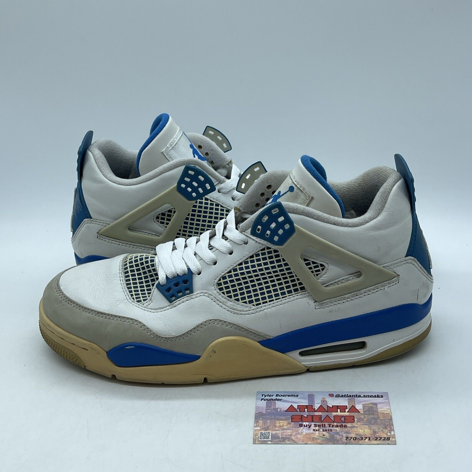 Size 10 - Jordan 4 Retro Military White Leather Grey Suede (308497-105)