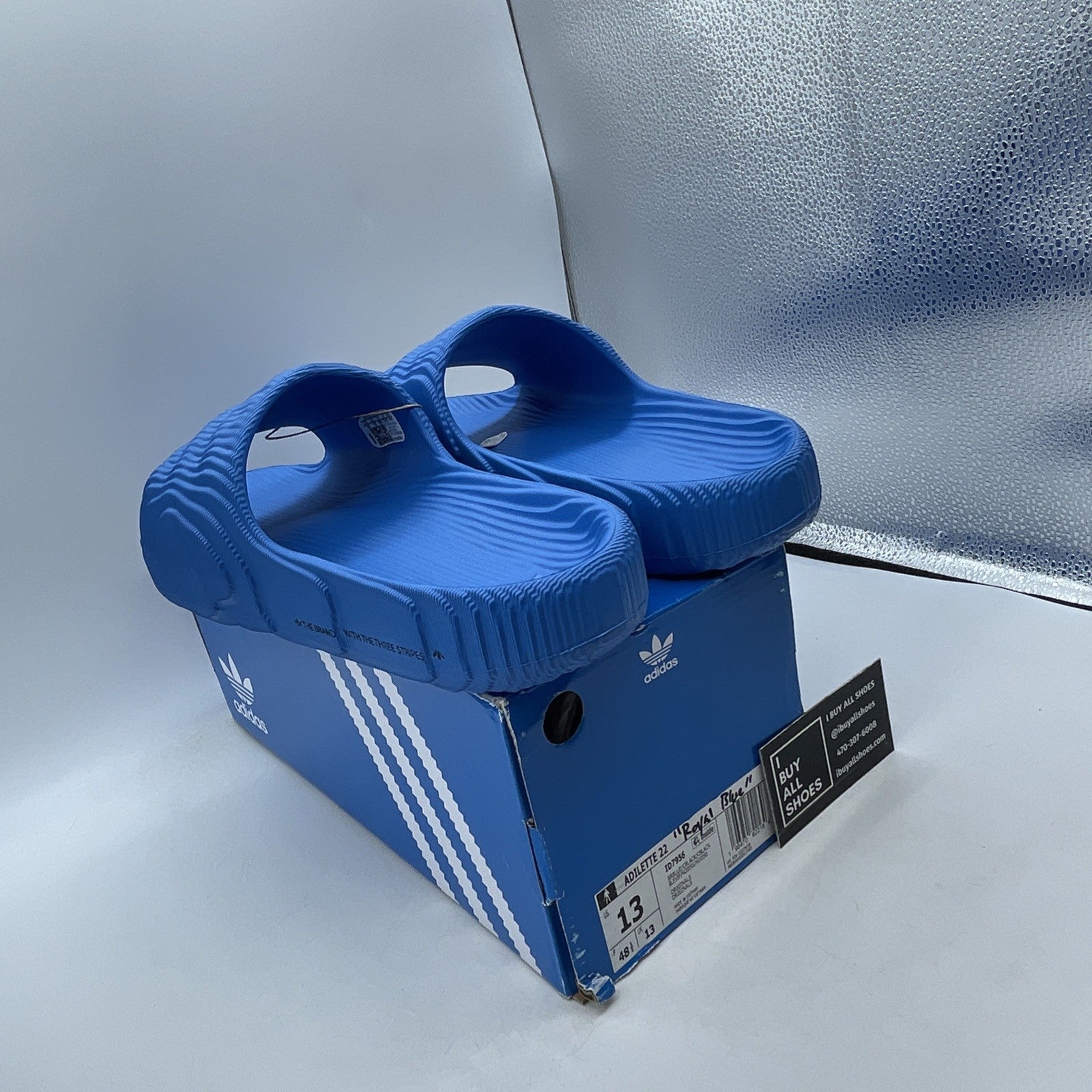 Size 13 - adidas Originals Adilette 22 Slides Black Blue (ID7956)