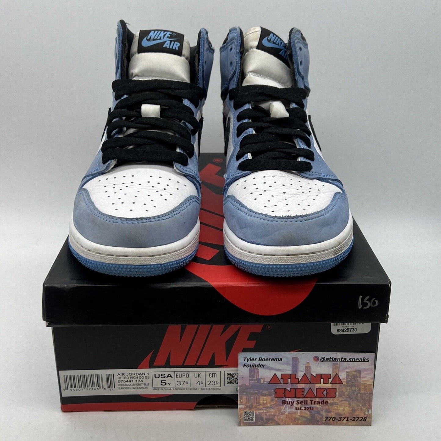 Size 5Y - Jordan 1 Retro OG High University Blue White Leather (575441-134)