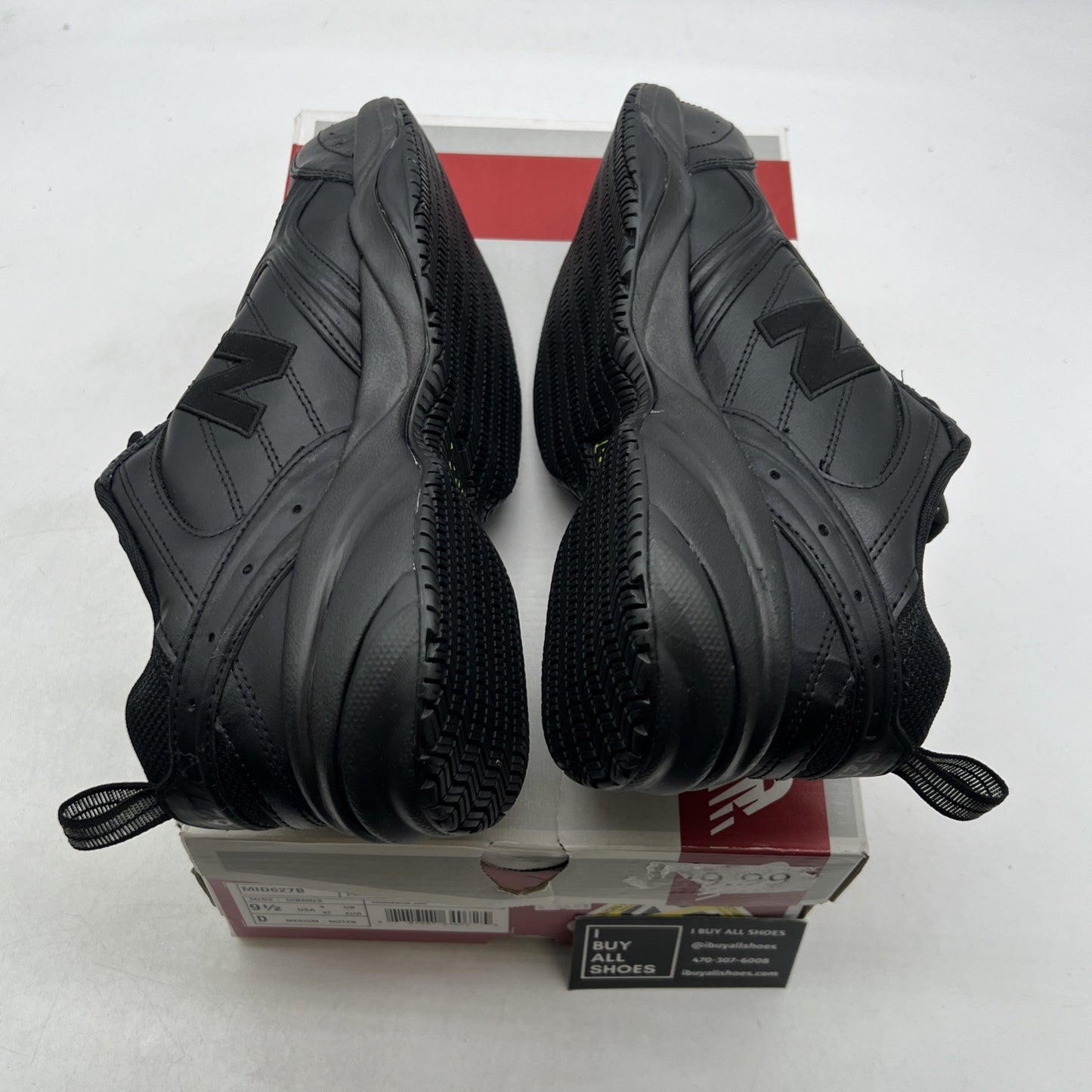 Size 9.5 - New Balance Steel Toe 627 Leather Triple Black (MID627B)