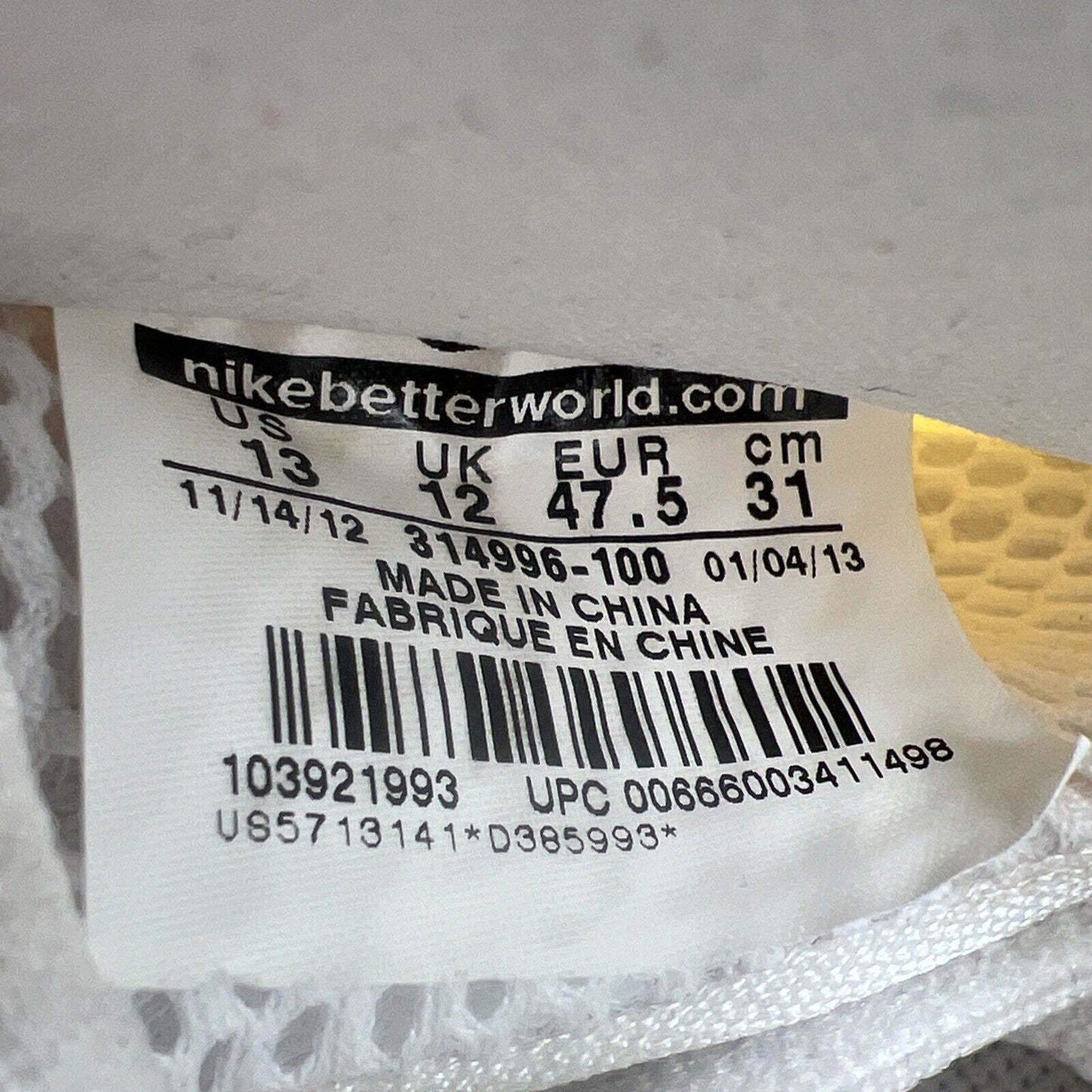 Size 13 - Nike Air Foamposite One White-Out (314996-100)
