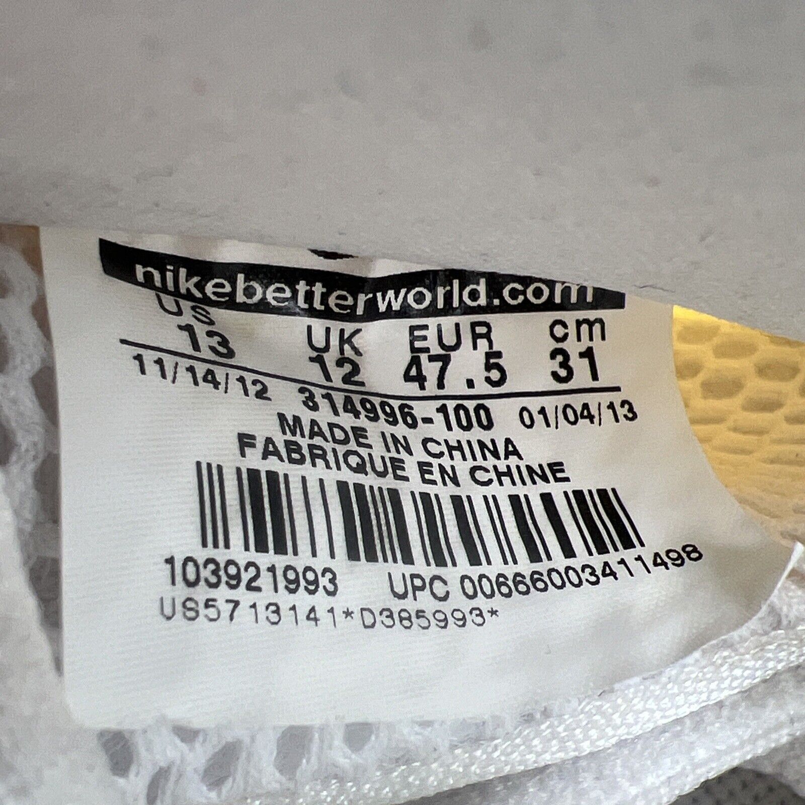 Size 13 - Nike Air Foamposite One White-Out (314996-100)