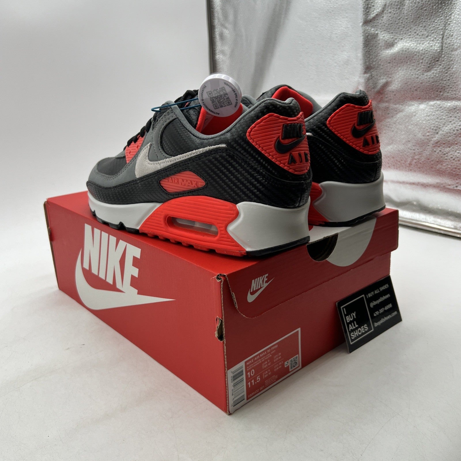 Size 10 - Nike Air Max 90 Premium Carbon Fiber Infrared (HM9432-001)