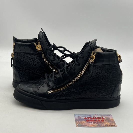Size 9.5 - Giuseppe Zanotti Embossed High Top Sneakers In Leather Men Black