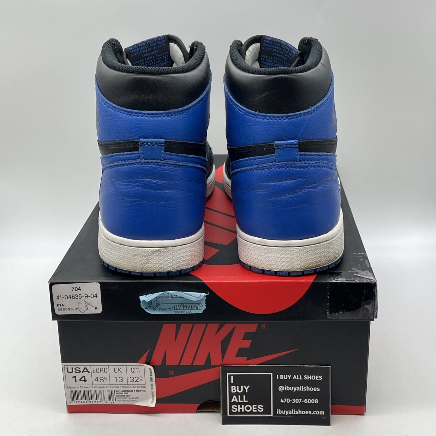Size 14 - Air Jordan 1 Retro OG High Royal Blue Black Leather (555088-007)