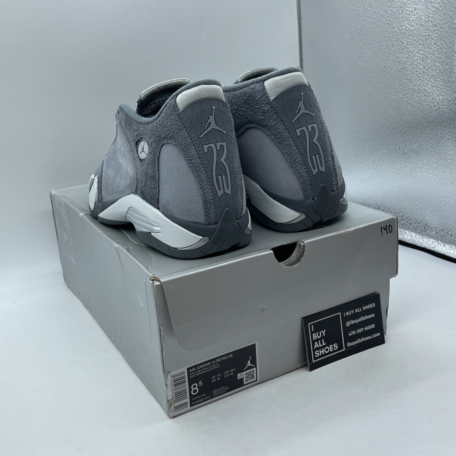Size 8.5 - Nike Air Jordan 14 Retro Flint Grey White Suede (FJ3460-012)