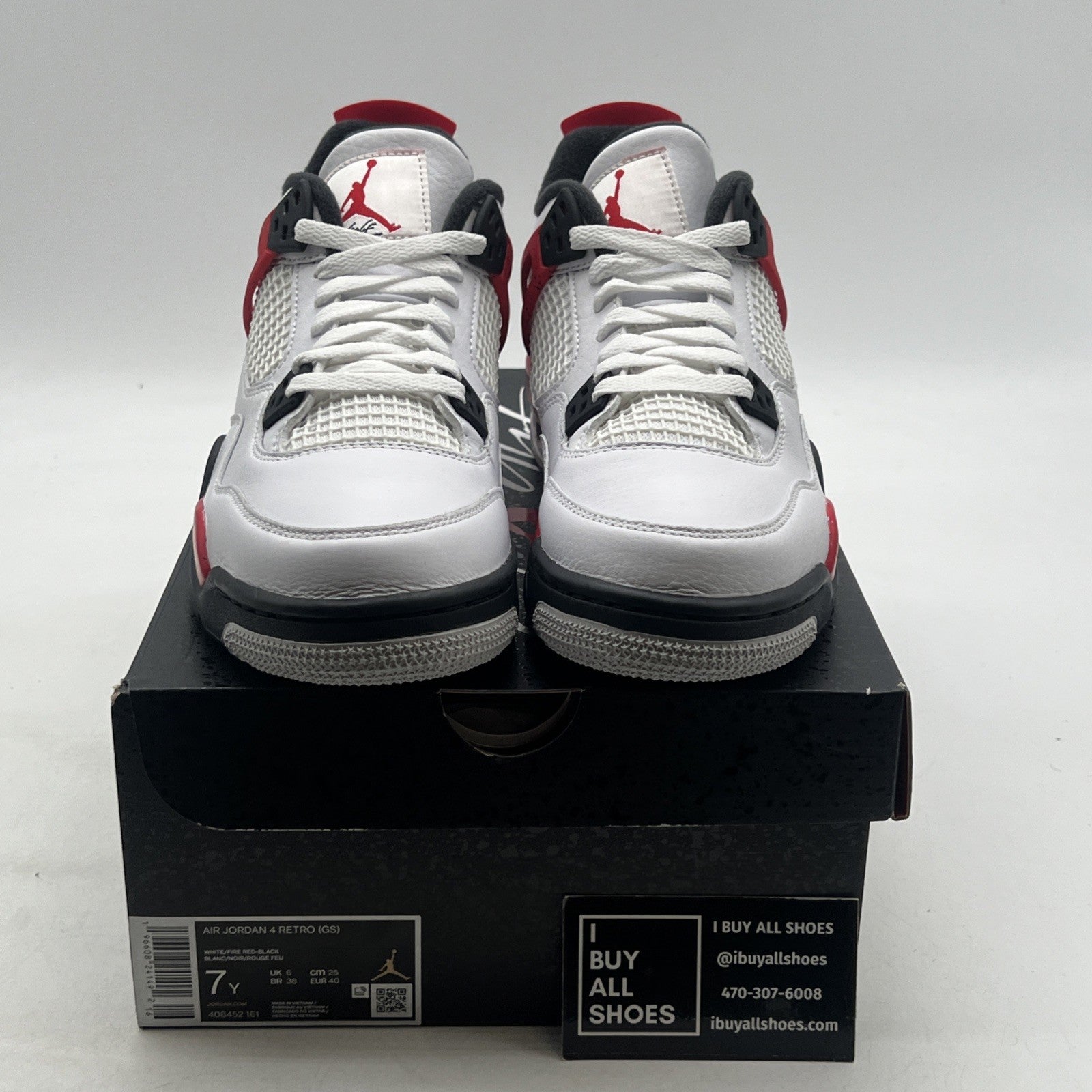 Size 7Y - Air Jordan 4 Retro Mid Red Cement (408452-161)