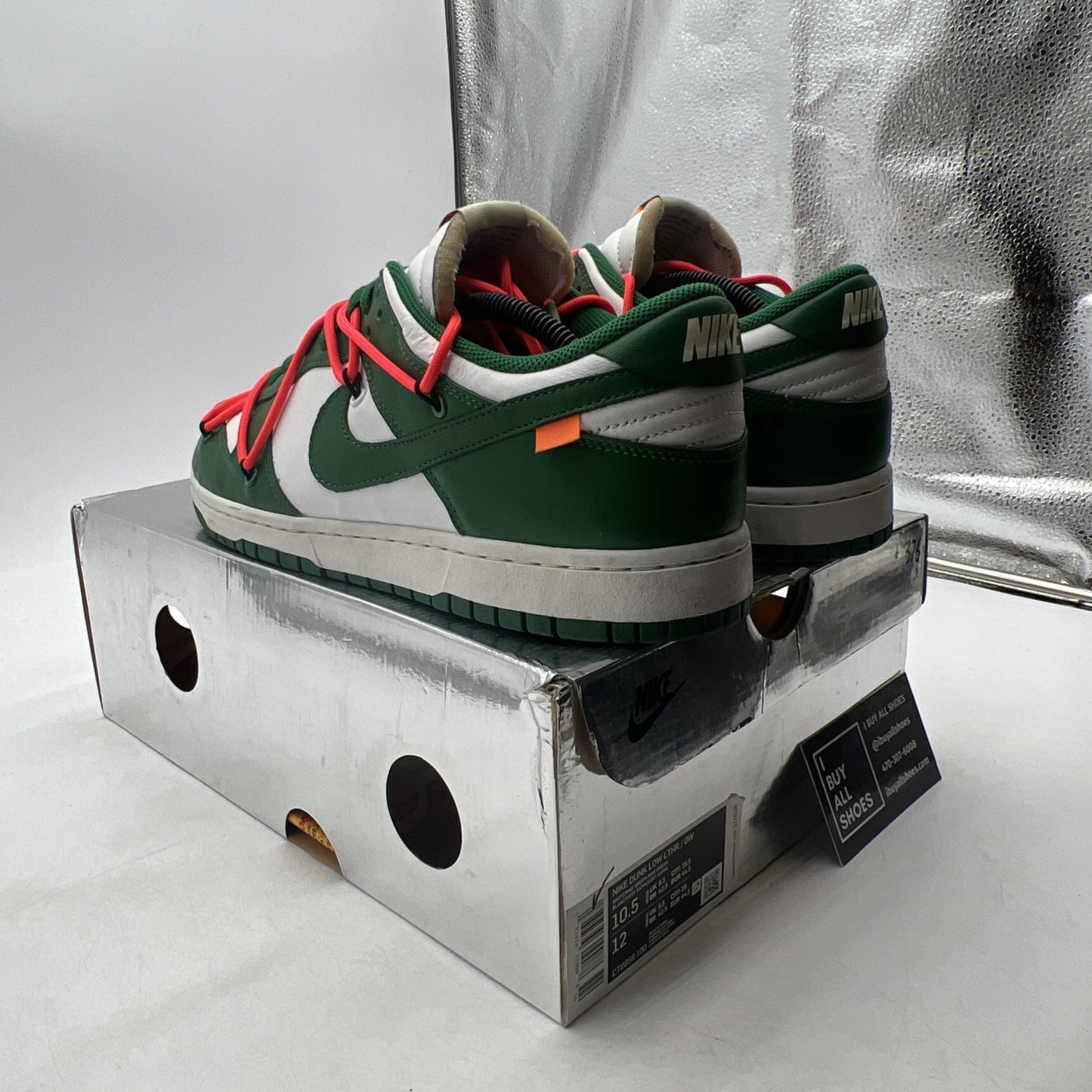 Size 10.5 - Nike Dunk Low x OFF-WHITE Pine Green 2019 (CT0856-100)