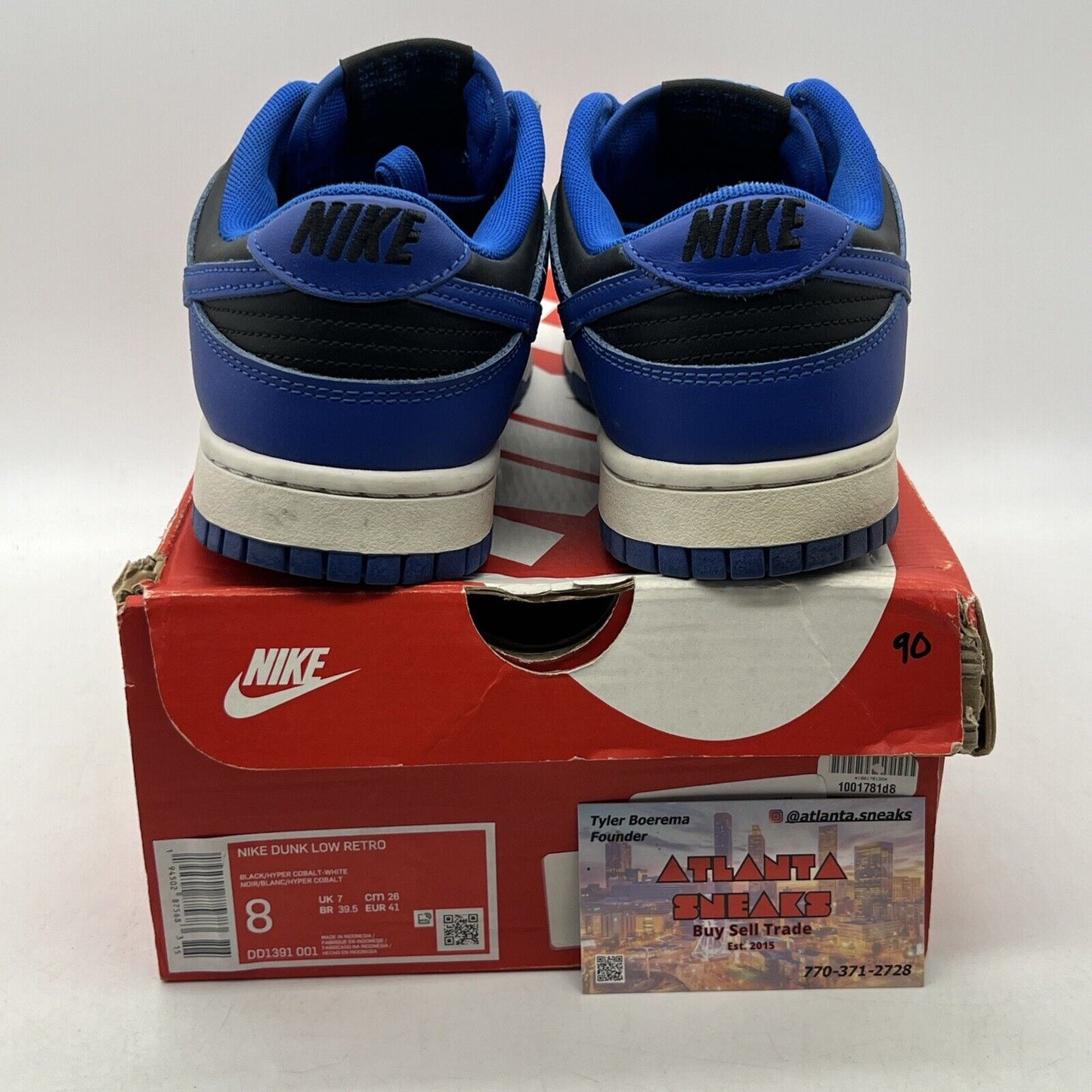 Size 8 - Nike Dunk Low Hyper Cobalt Black Blue Leather White (DD1391-001)