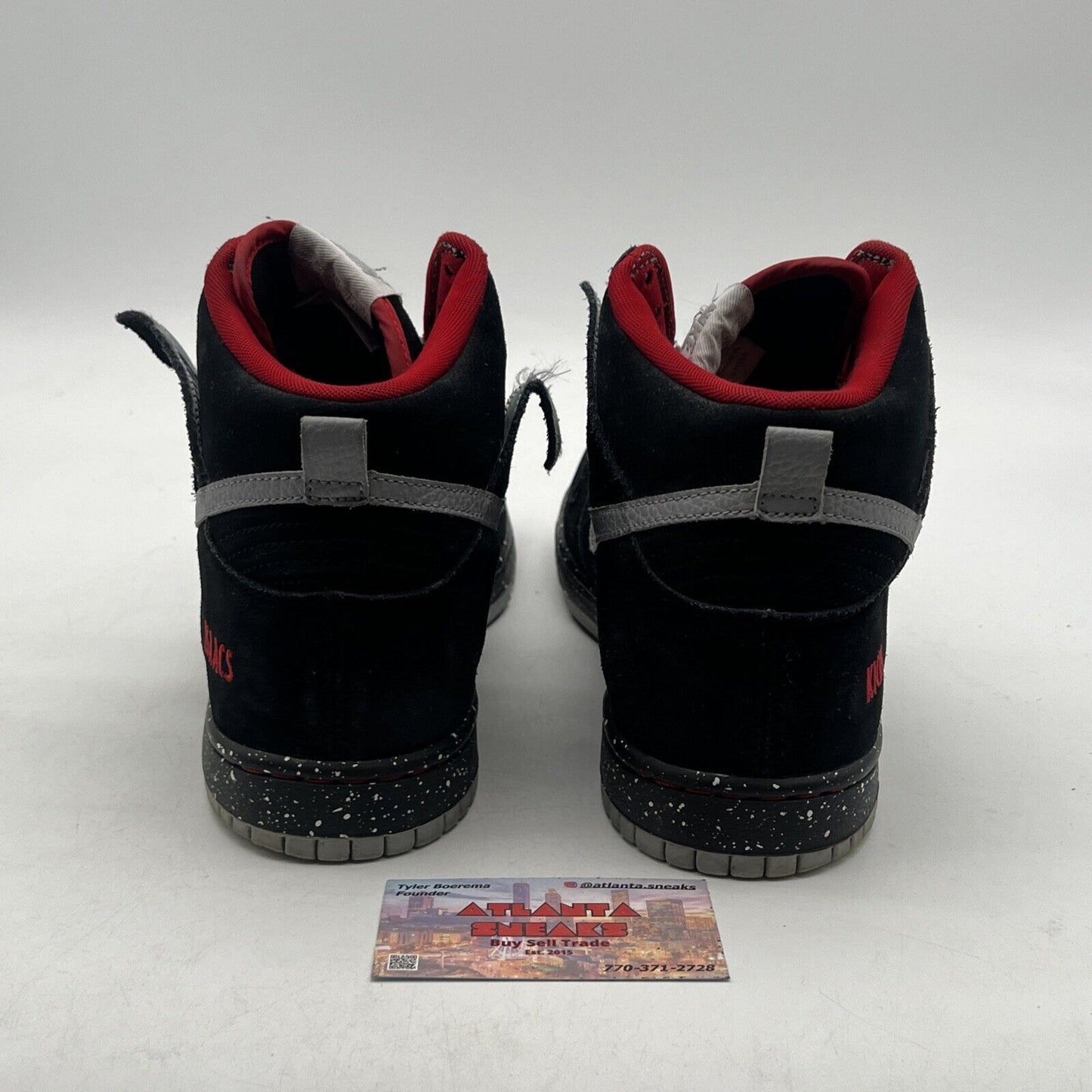 Size 10.5 - Nike Dunk High ID Black Grey Red Sneakers (652915-993)