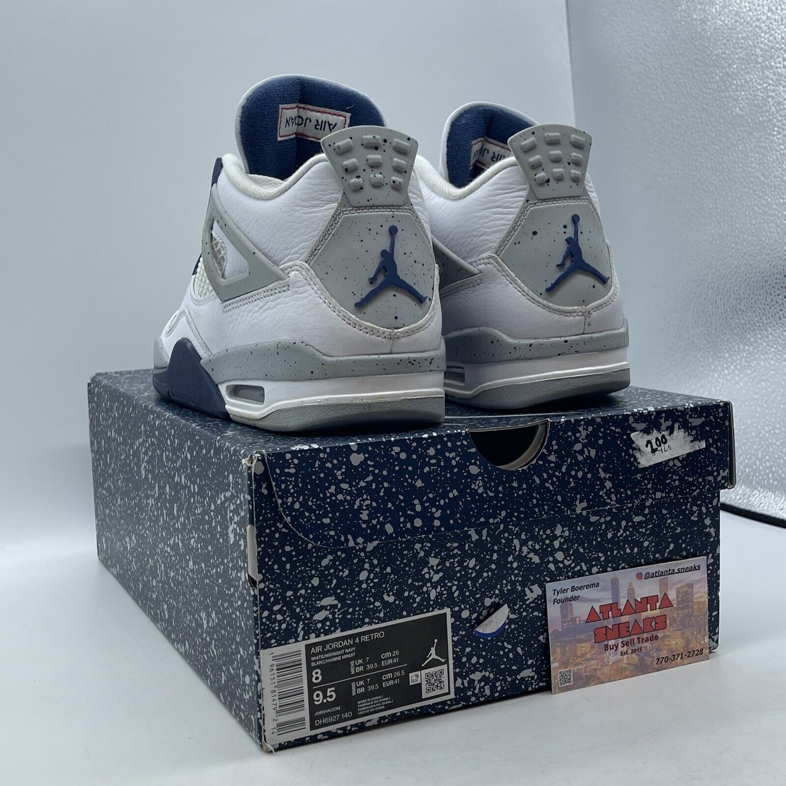 Size 8 - Jordan 4 Retro Mid Midnight Navy White Grey Leather (DH6927-140)