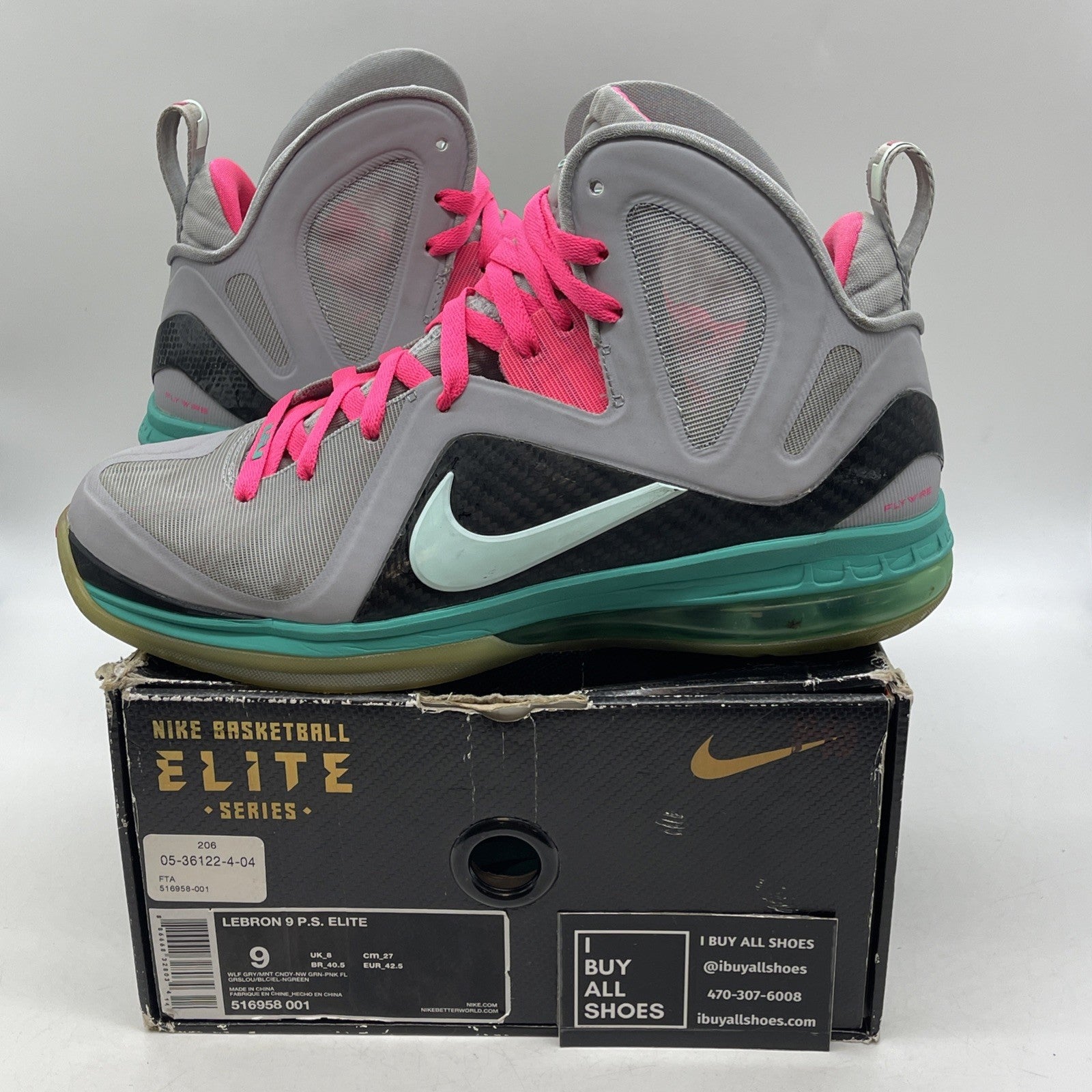 Size 9 - Nike LeBron 9 P.S. Elite South Beach (516958-001)