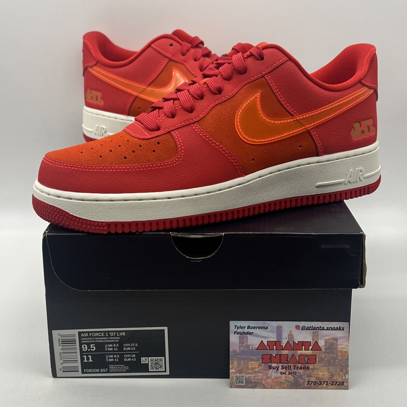 Size 9.5 - Nike Air Force 1 '07 ATL Suede Leather Orange (FD8306-657)