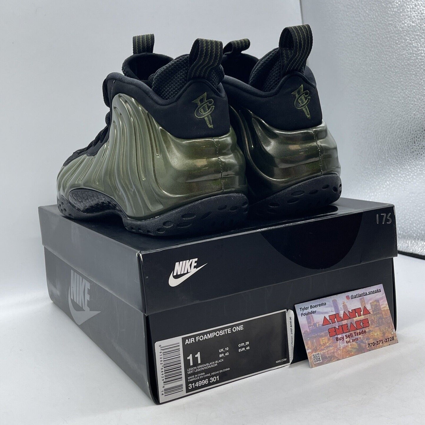 Size 11 - Nike Air Foamposite One Legion Green Black Suede Leather (314996-301)