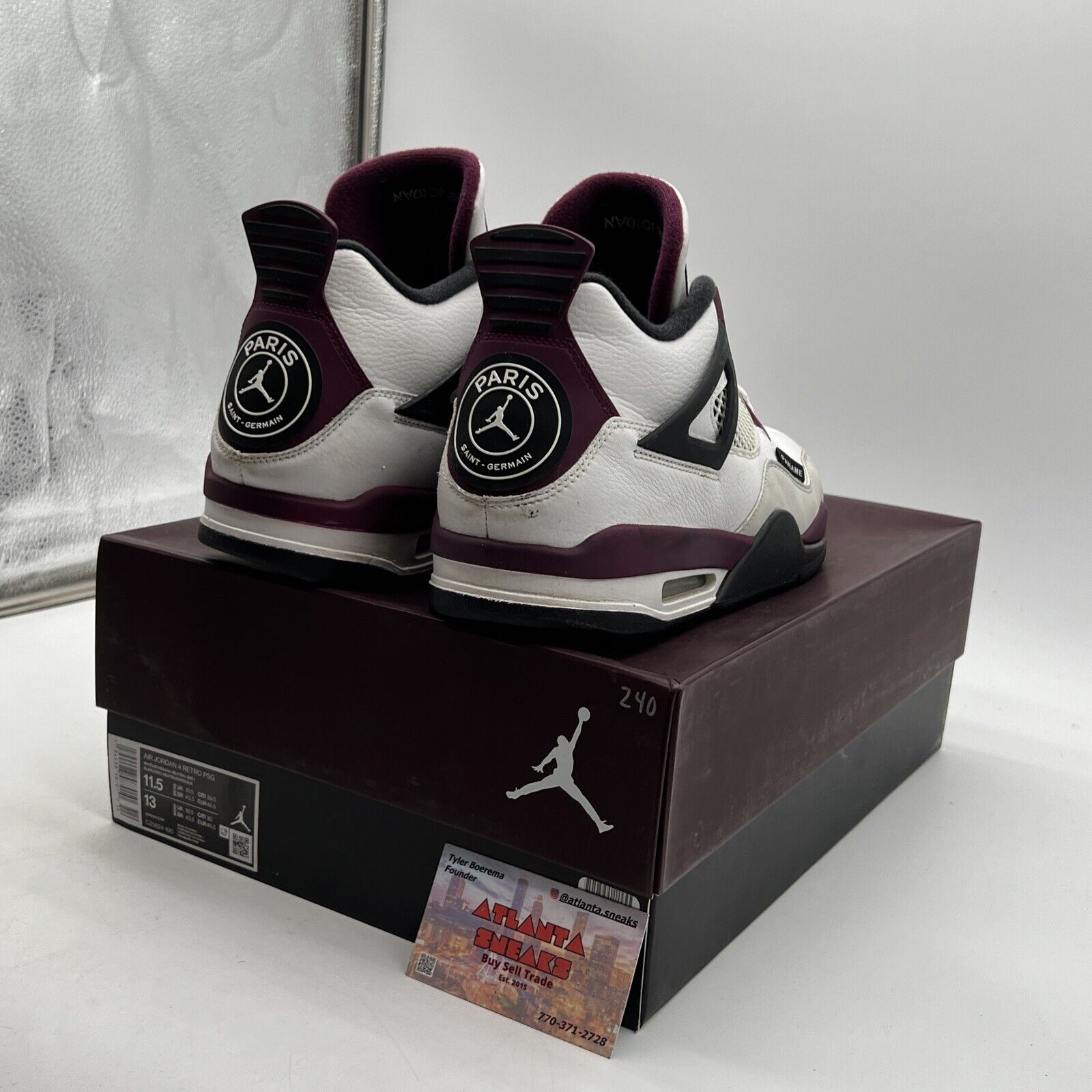 Size 11.5 - Jordan 4 Retro x Paris Saint-Germain Bordeaux 2020 (CZ5624-100)