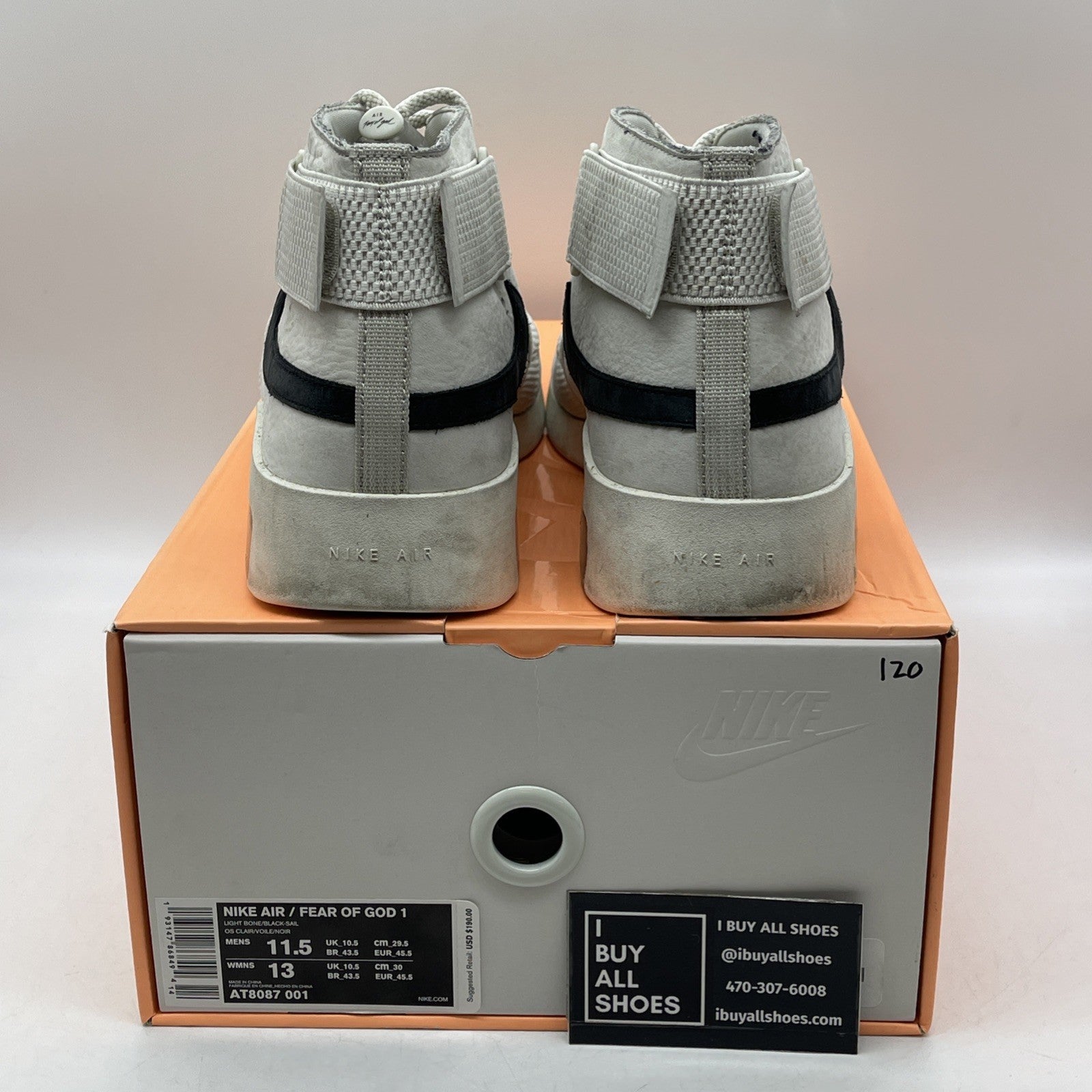 Size 11.5 - Nike Air Fear Of God Moc Pure Platinum (AT8086-001)