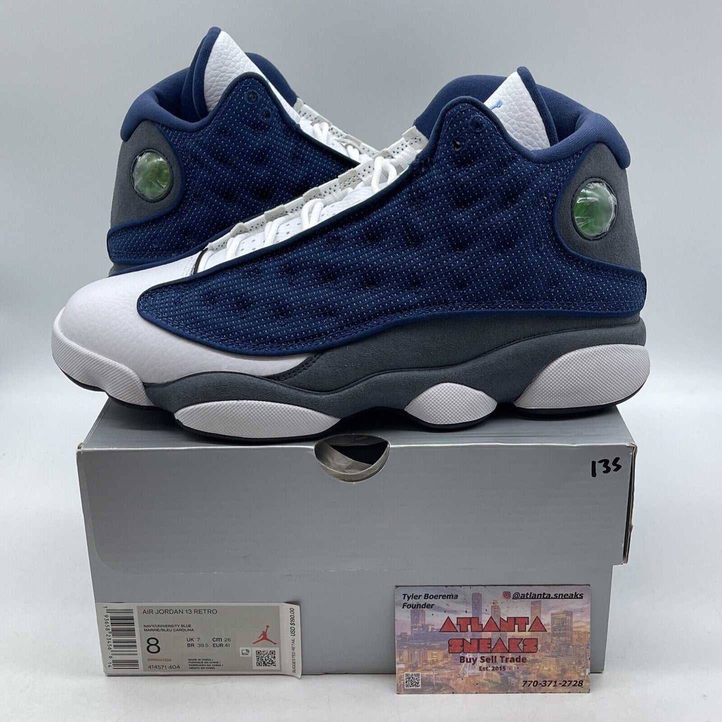 Size 8 - Jordan 13 Retro Mid Flint Blue Grey Suede White Leather (414571-404)