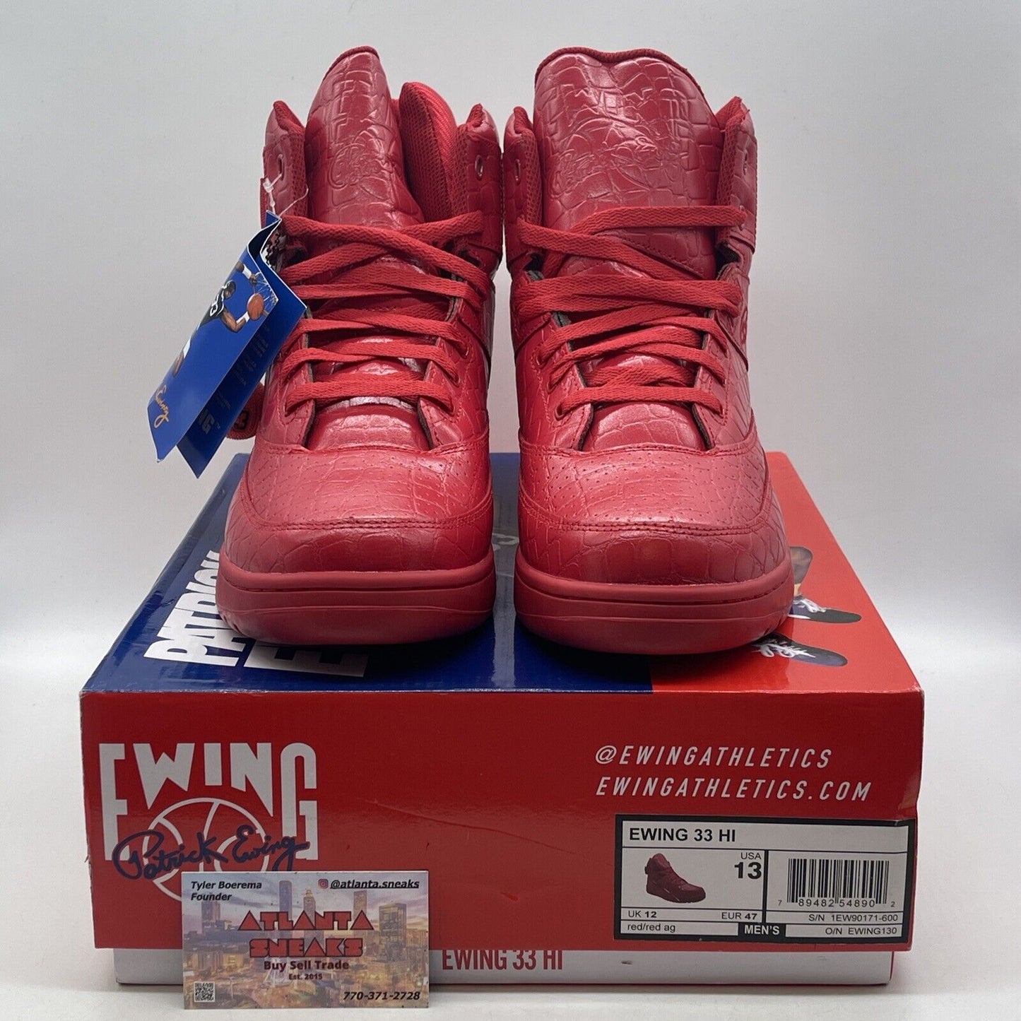 Size 13 - Ewing Athletics Ewing 33 Hi Red Croc Skin Red Leather (1EW90171-600)