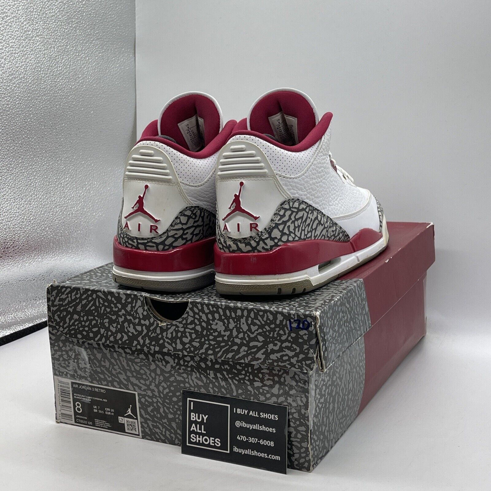 Size 8 - Jordan 3 Retro Mid Cardinal Red White Suede Leather (CT8532-126)