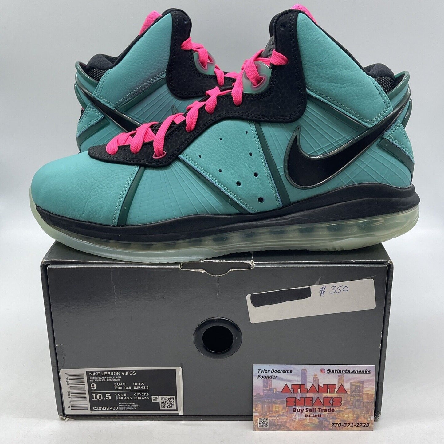 Size 9 - Nike LeBron 8 Retro 2021 Pre-Heat Black Blue Pink Suede (CZ0328-400)