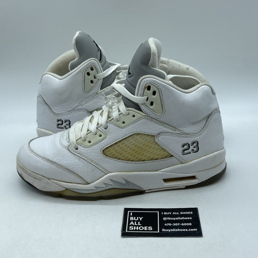 Size 9 - Air Jordan 5 Retro 2015 White Metallic White Leather (136027-130)