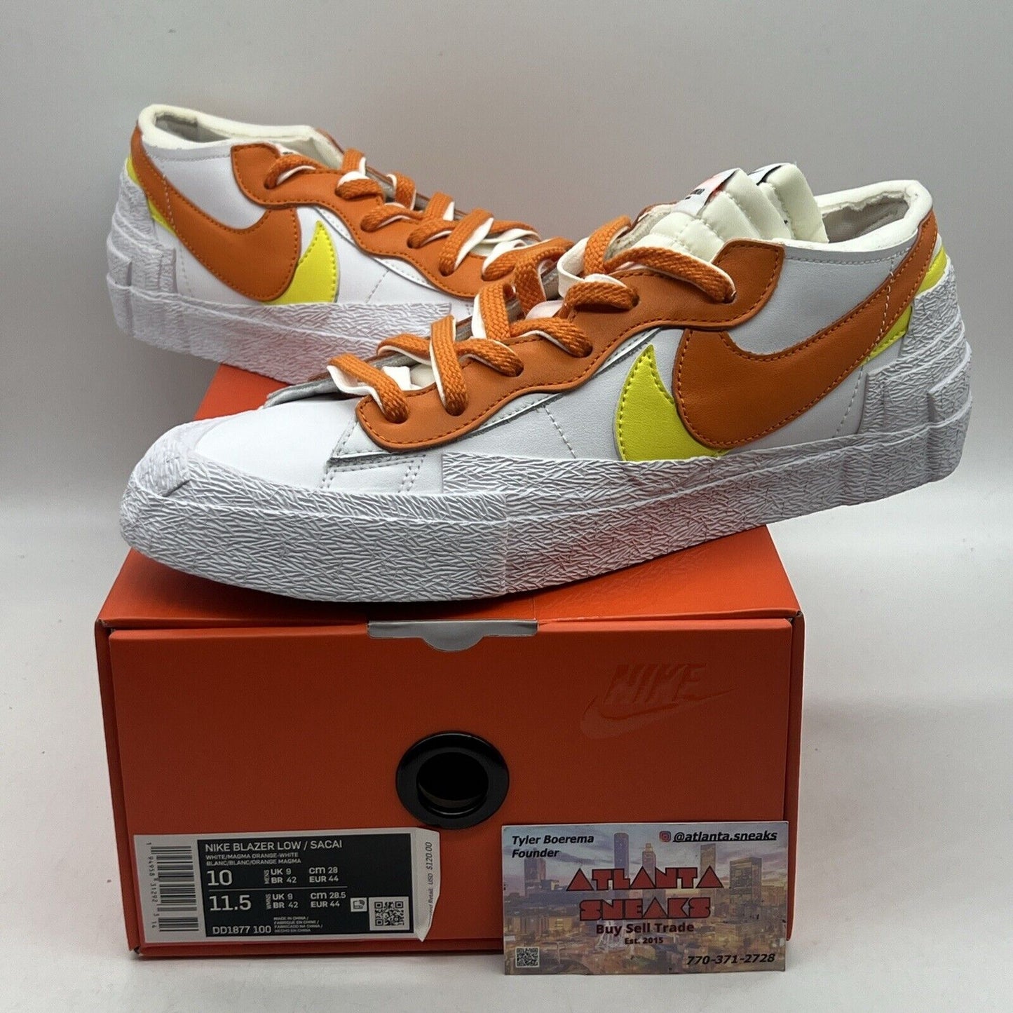 Size 10 - Nike Blazer Low x Sacai Magma Orange Brand New Og All