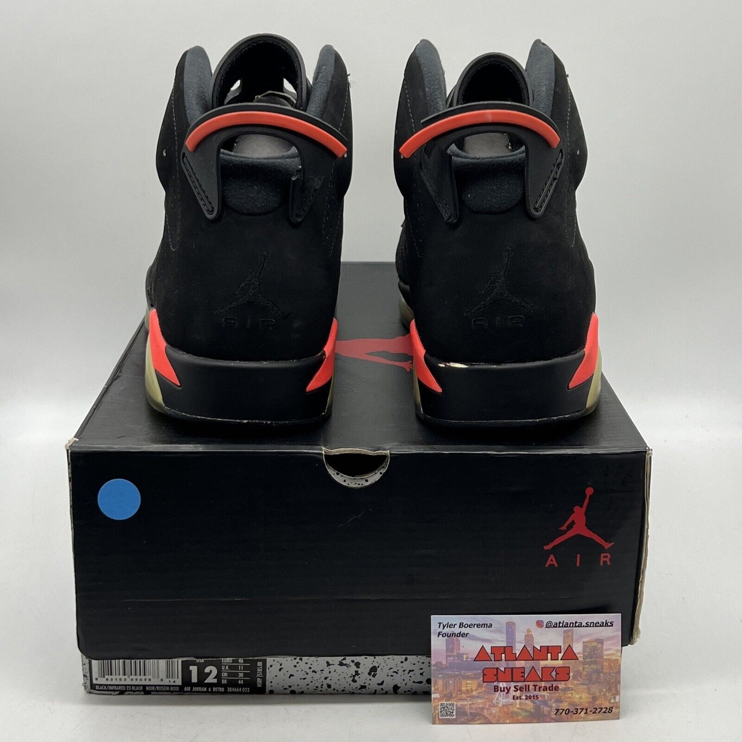 Size 12 - Jordan 6 Retro Infrared Black 2014 Suede (384664-023)