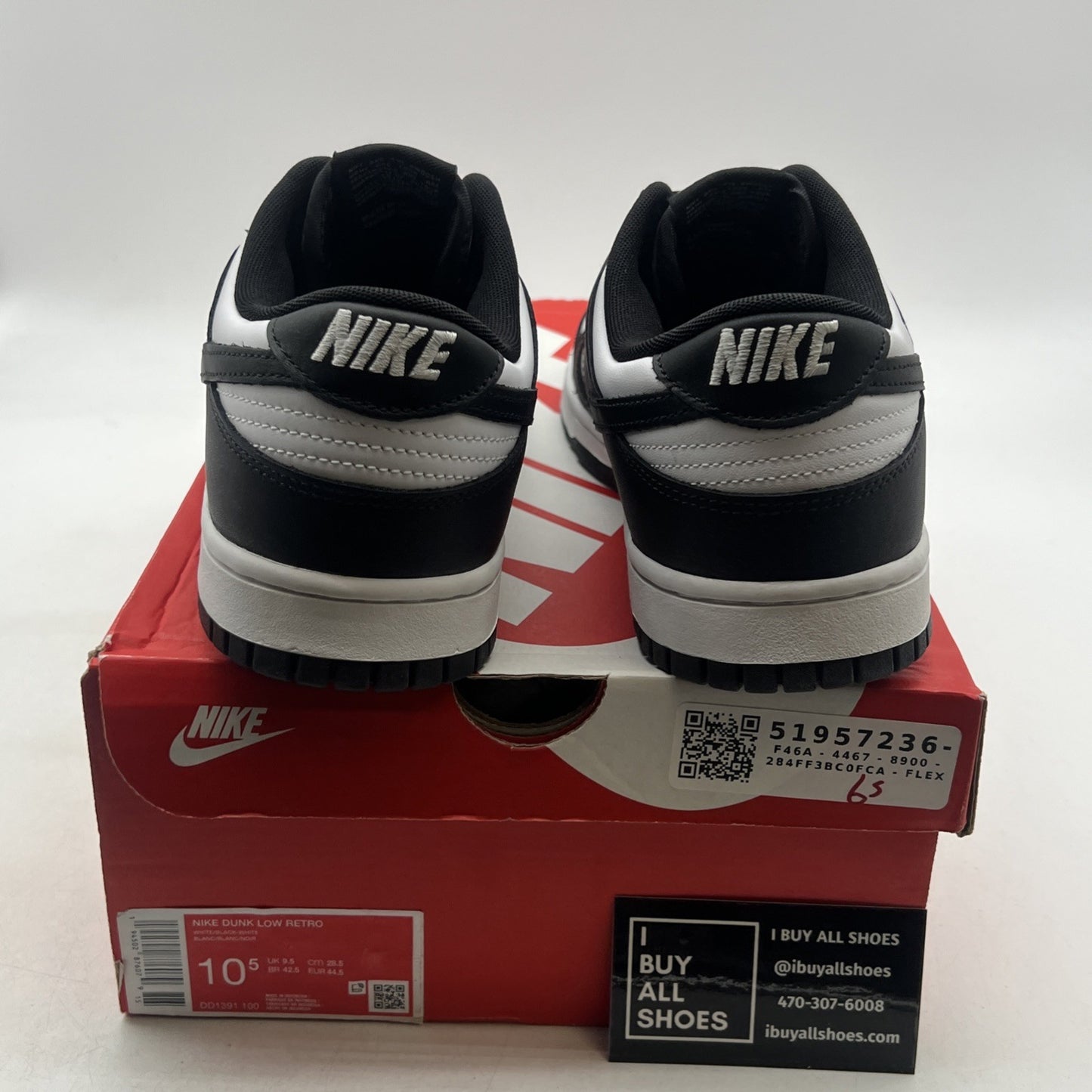 Size 10.5 - Nike Dunk Low Black White (DD1391-100)