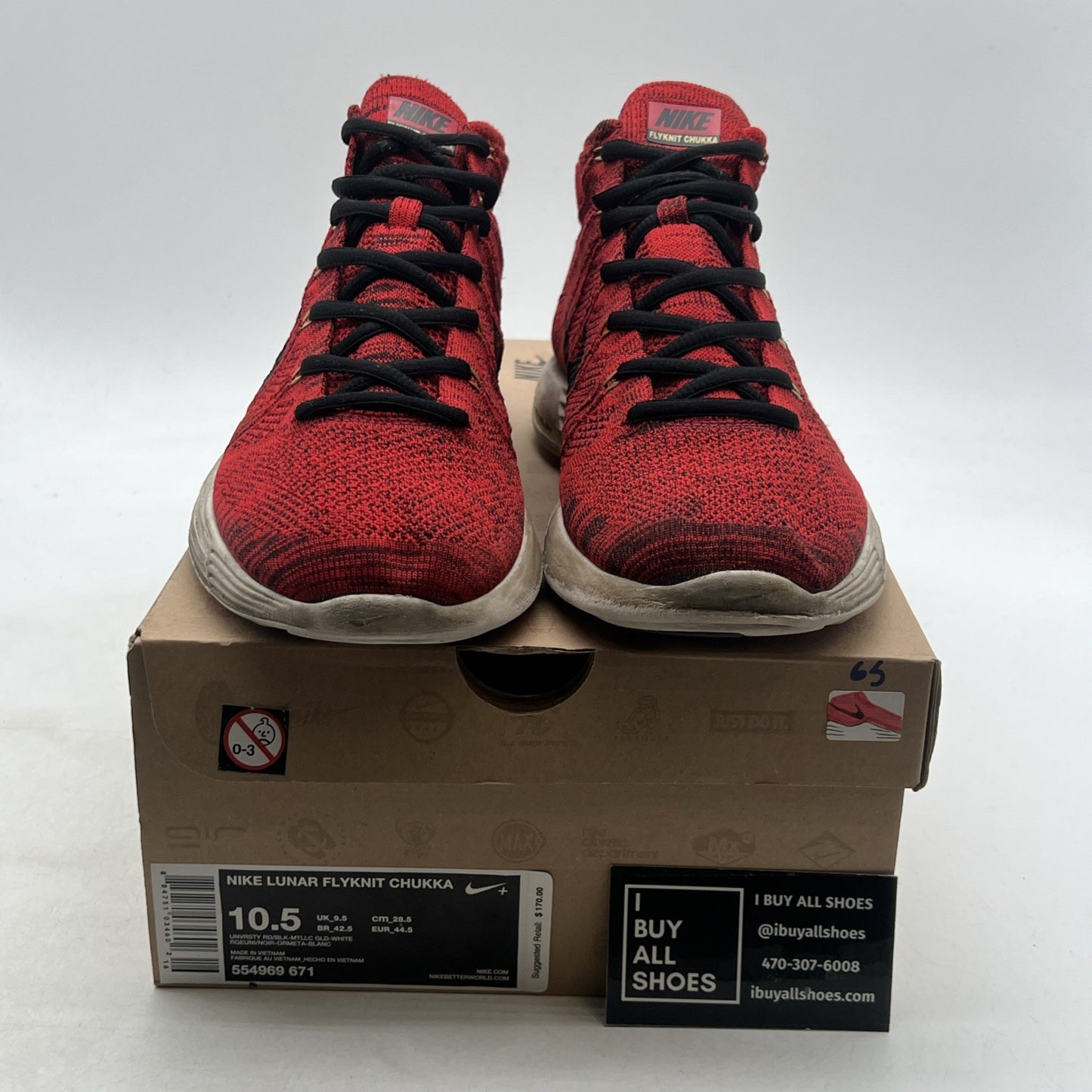 Size 10.5 - Nike Lunar Flyknit Chukka University Red (554969-671)