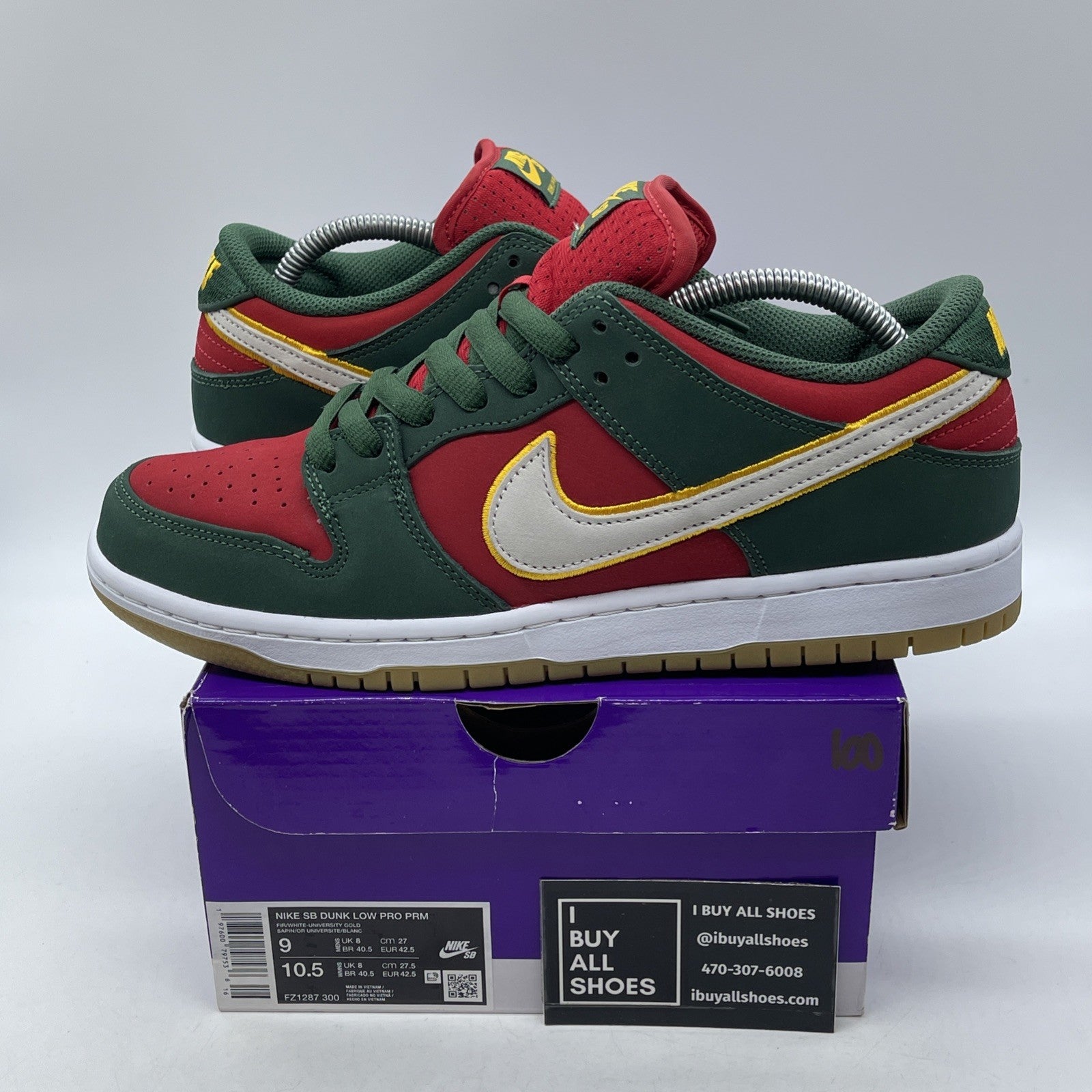 Size 9 - Nike Dunk Premium SB Low Seattle Supersonics Suede (FZ1287-300)