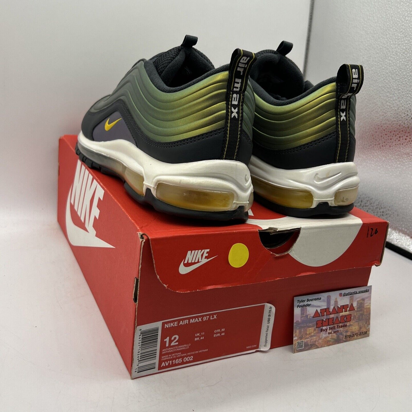 Size 12 - Nike Air Max 97 LX Anthracite Amarillo Blue Green White (AV1165-002)