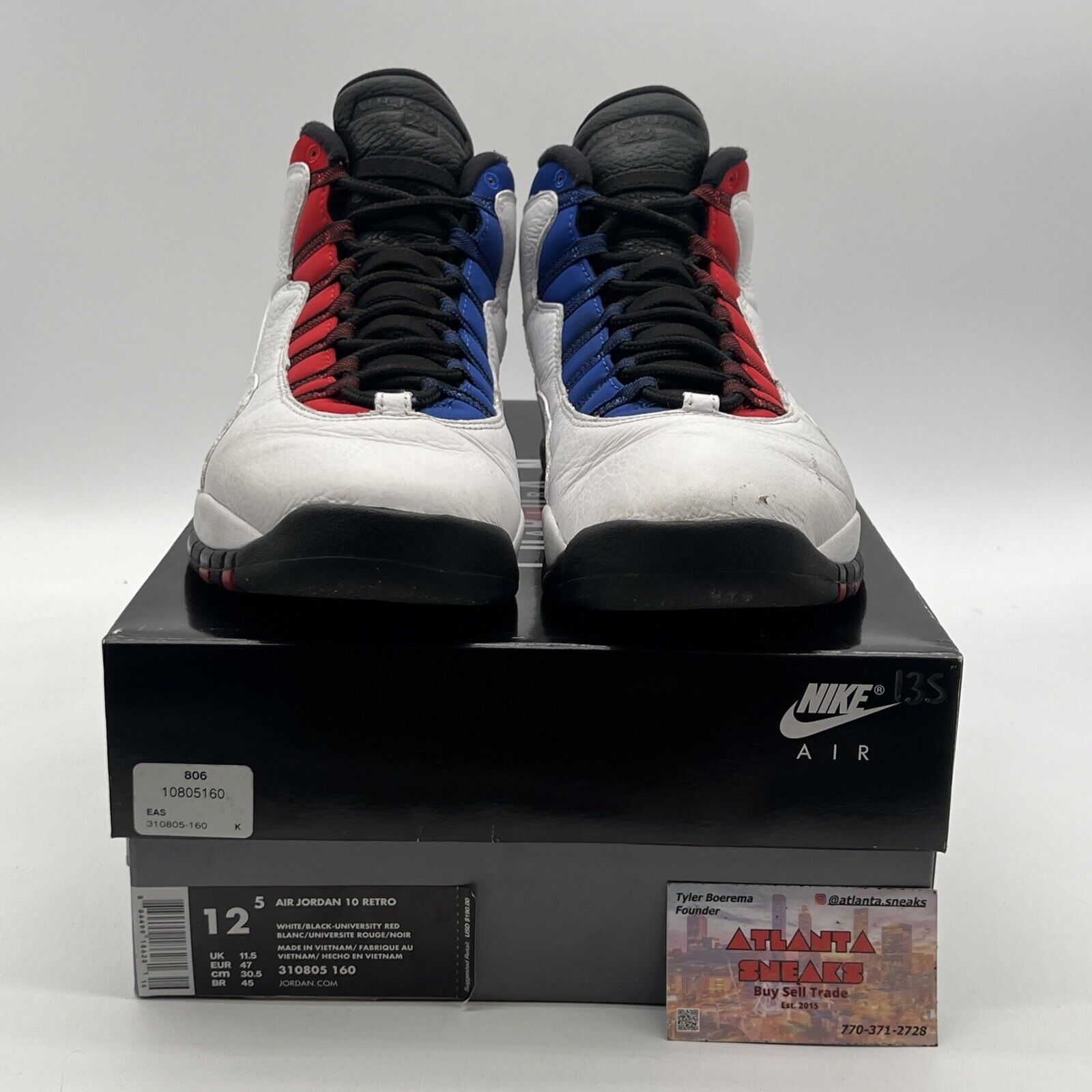 Size 12.5 - Air Jordan 10 Westbrook Class of 2006 Blue Red Leather (310805-160)