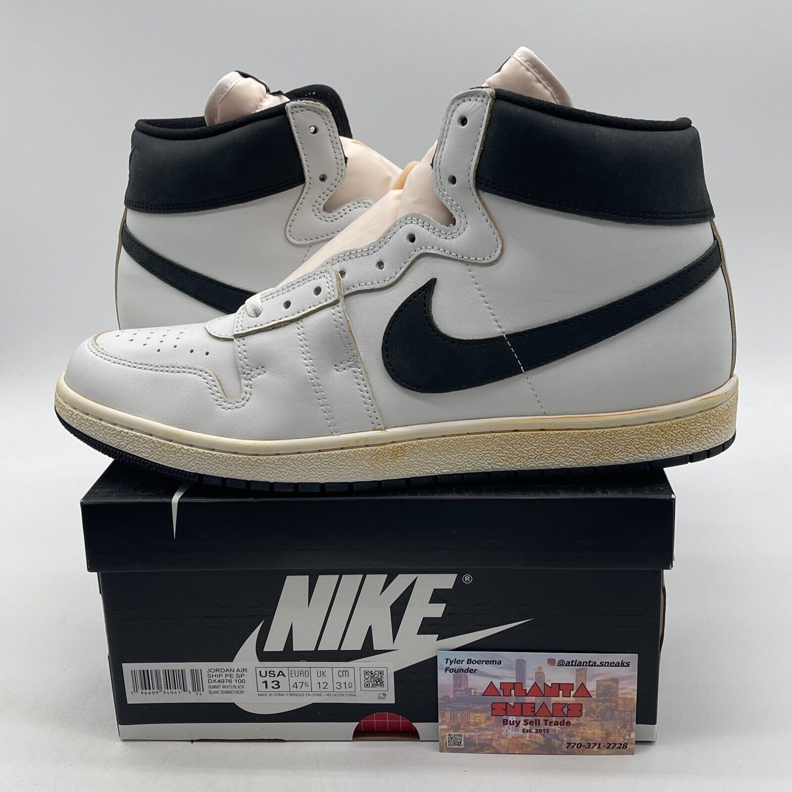 Size 13 - A Ma Maniére x Jordan Air Ship PE SP White Black Suede (DX4976-100)