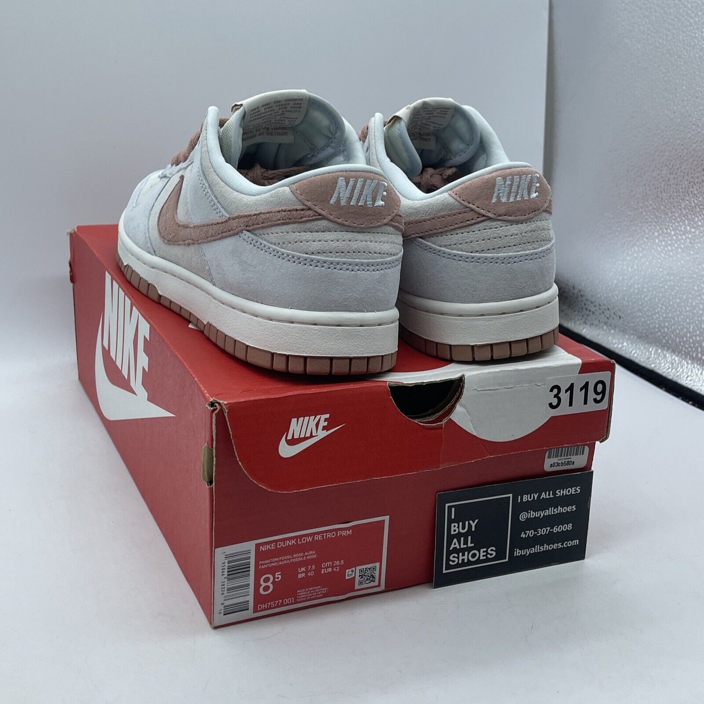 Size 8.5 - Nike Dunk Premium Low Fossil Rose Pink Blue Suede (DH7577-001)