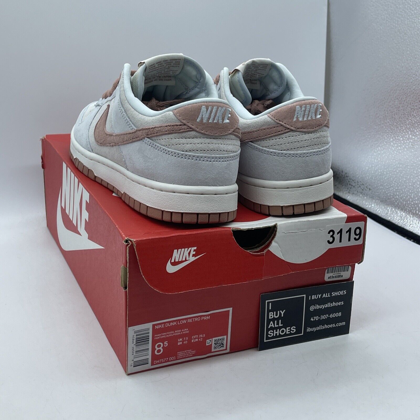 Size 8.5 - Nike Dunk Premium Low Fossil Rose Pink Blue Suede (DH7577-001)